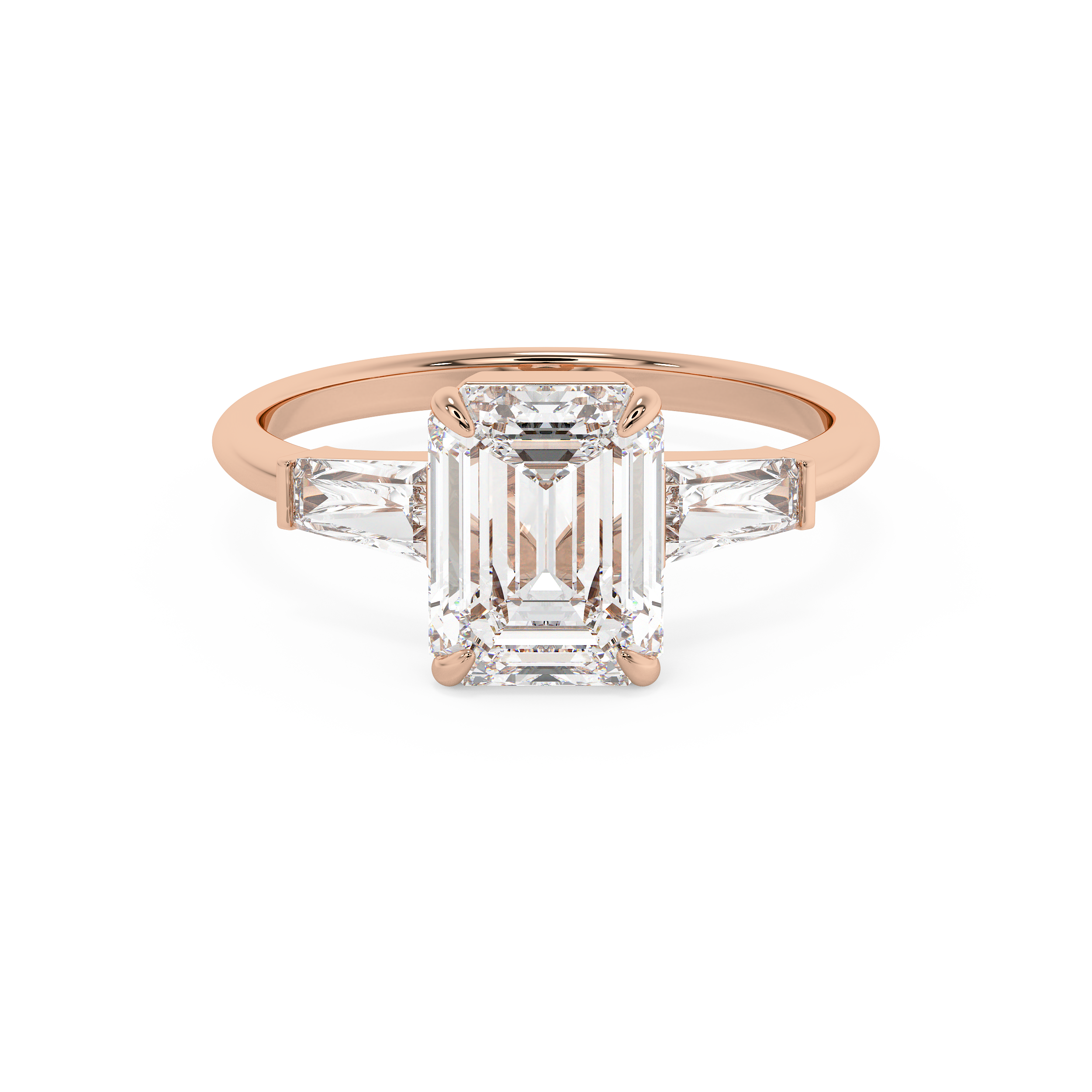 Emerald Three Stone Lab Grown Diamond Engagement Ring