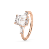 Emerald Three Stone Lab Grown Diamond Engagement Ring