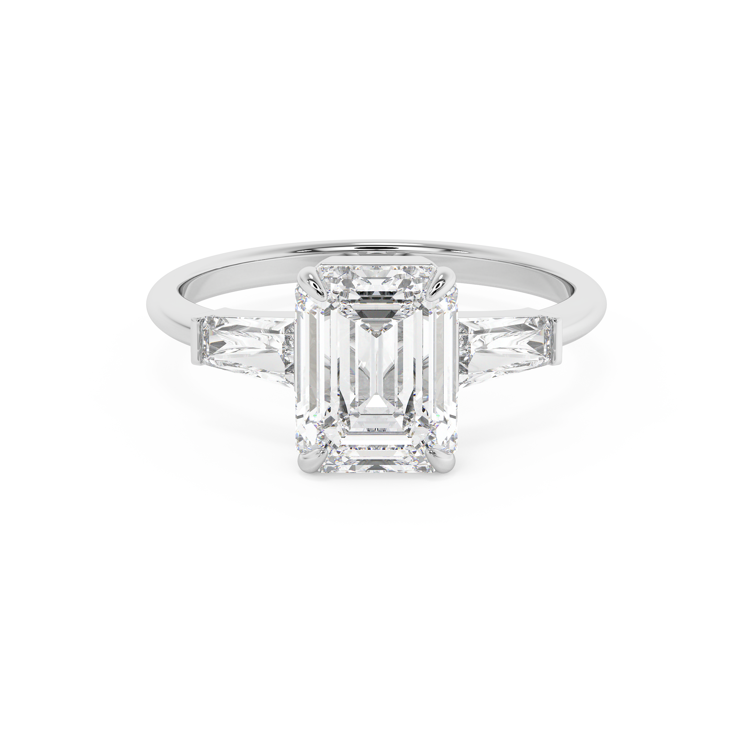 Emerald Three Stone Lab Grown Diamond Engagement Ring