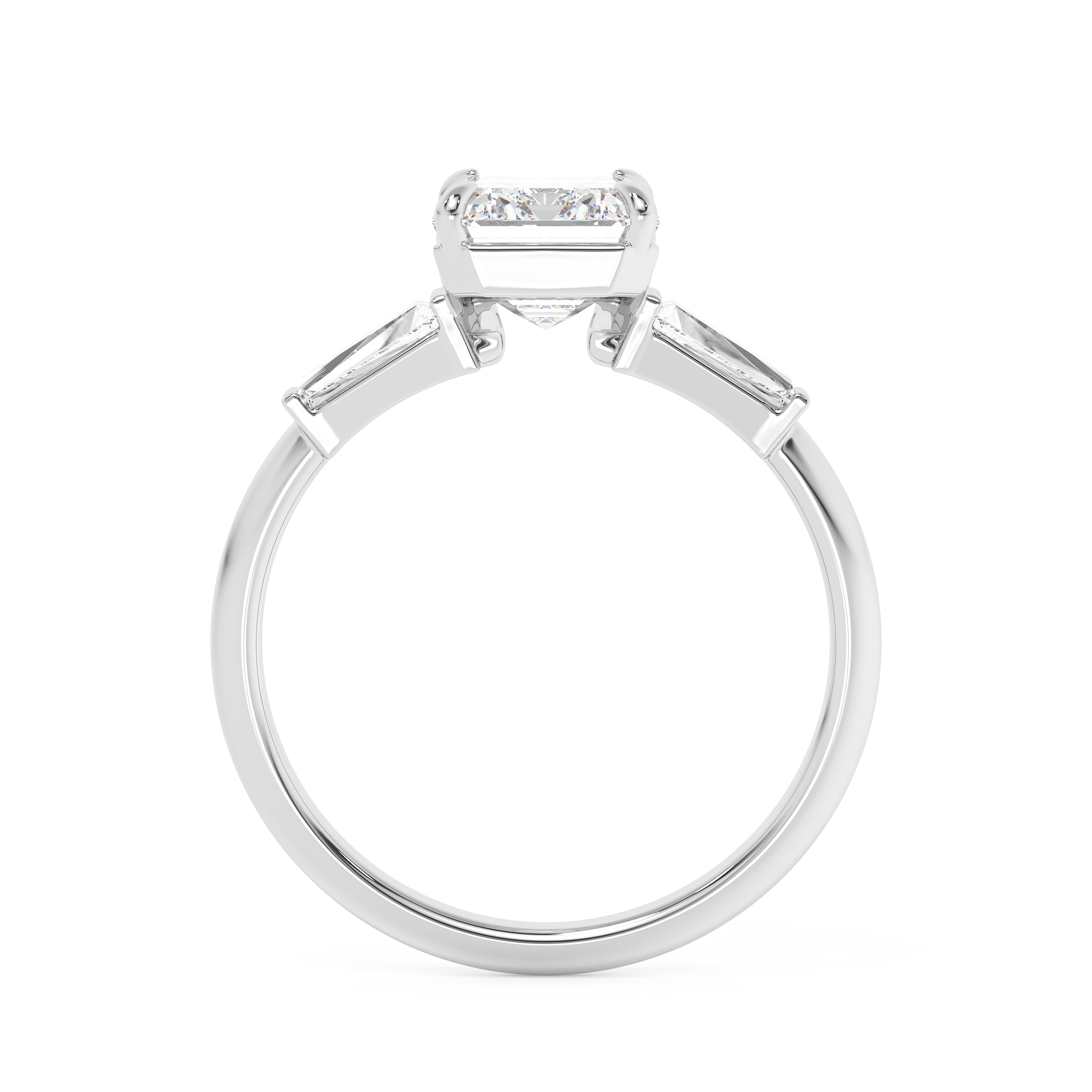 Emerald Three Stone Lab Grown Diamond Engagement Ring