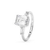 Emerald Three Stone Lab Grown Diamond Engagement Ring