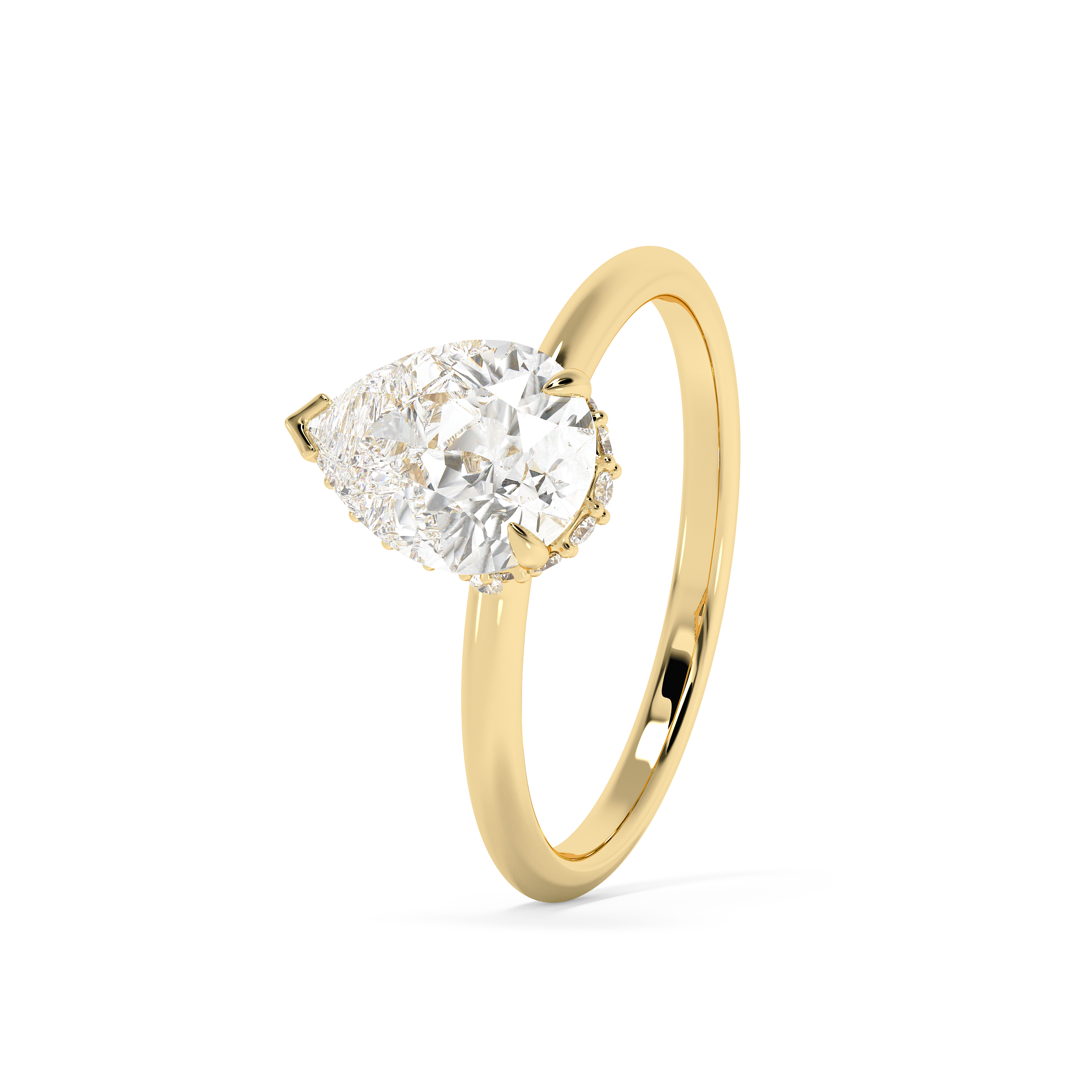 Pear Hidden Halo Lab Grown Diamond Engagement Ring