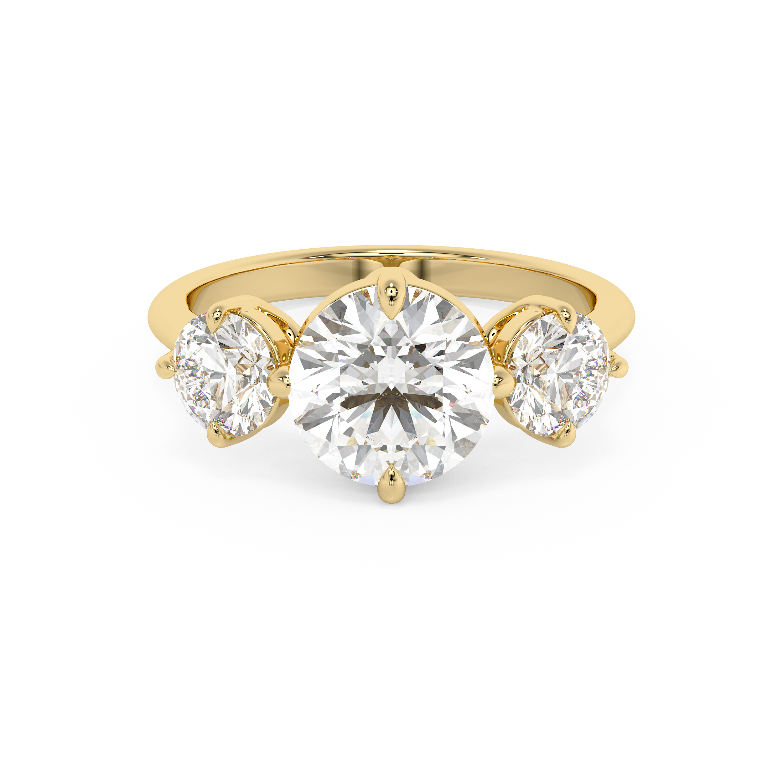 Round Three Stone Lab Grown Diamond Engagement Ring