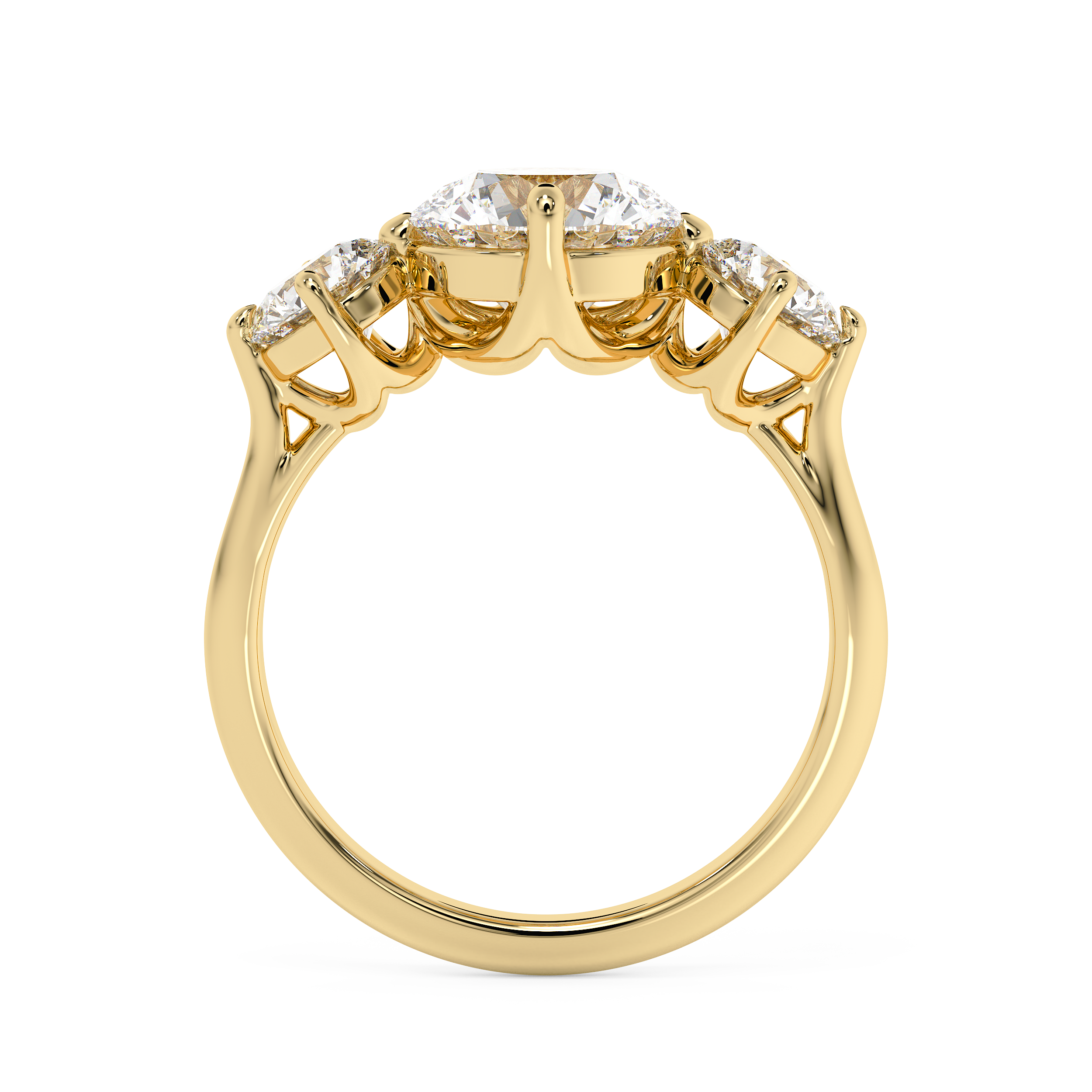Round Three Stone Lab Grown Diamond Engagement Ring