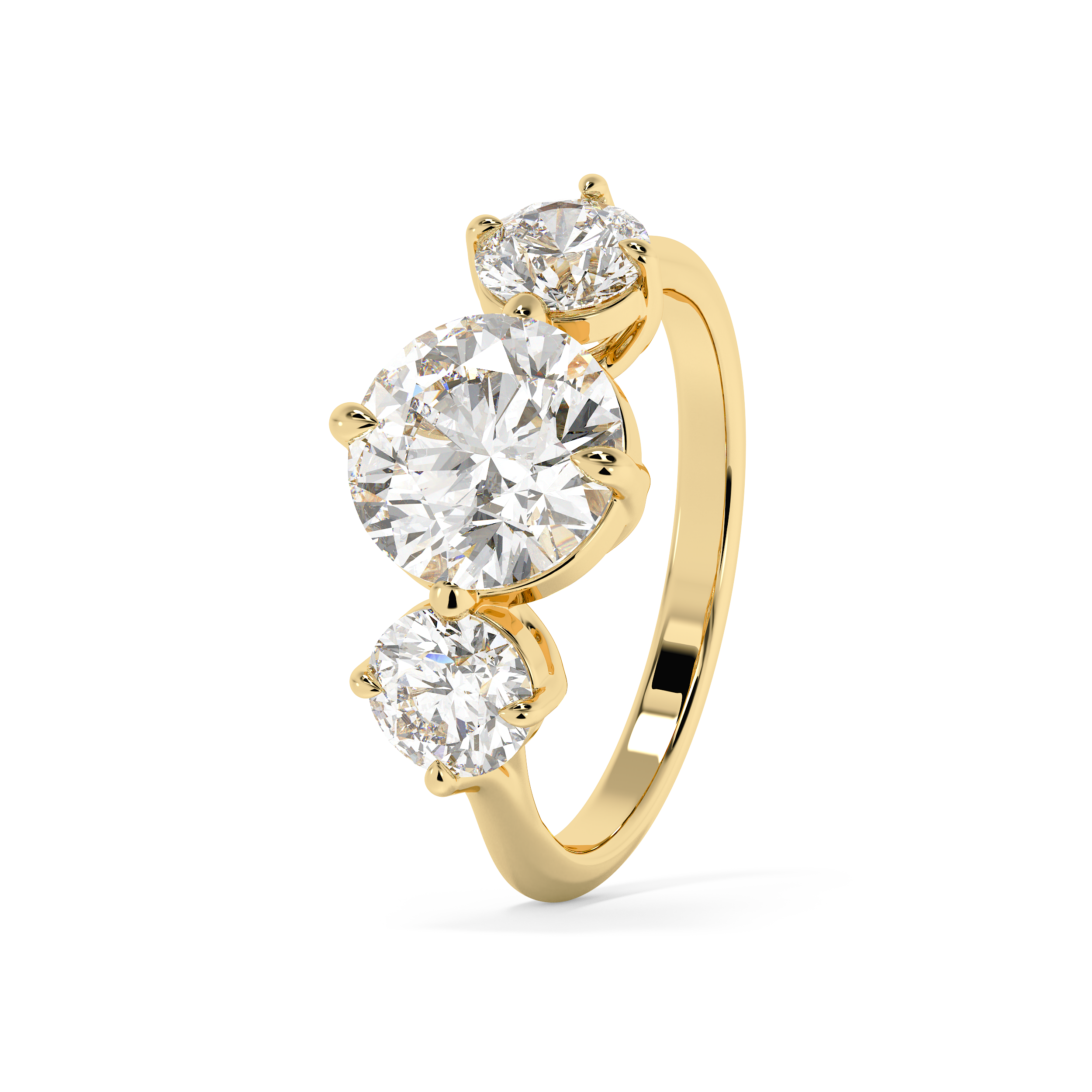 Round Three Stone Lab Grown Diamond Engagement Ring