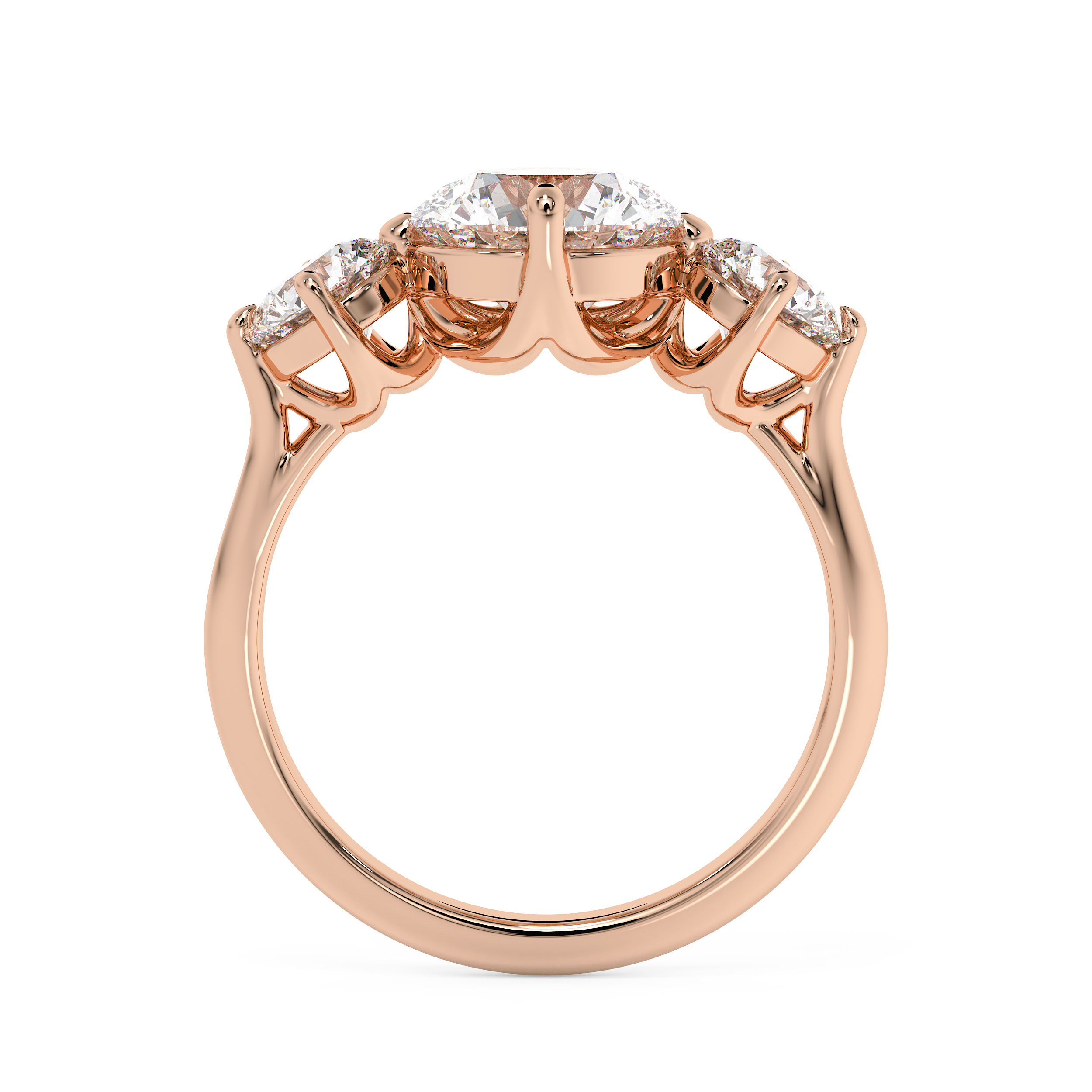 Round Three Stone Lab Grown Diamond Engagement Ring
