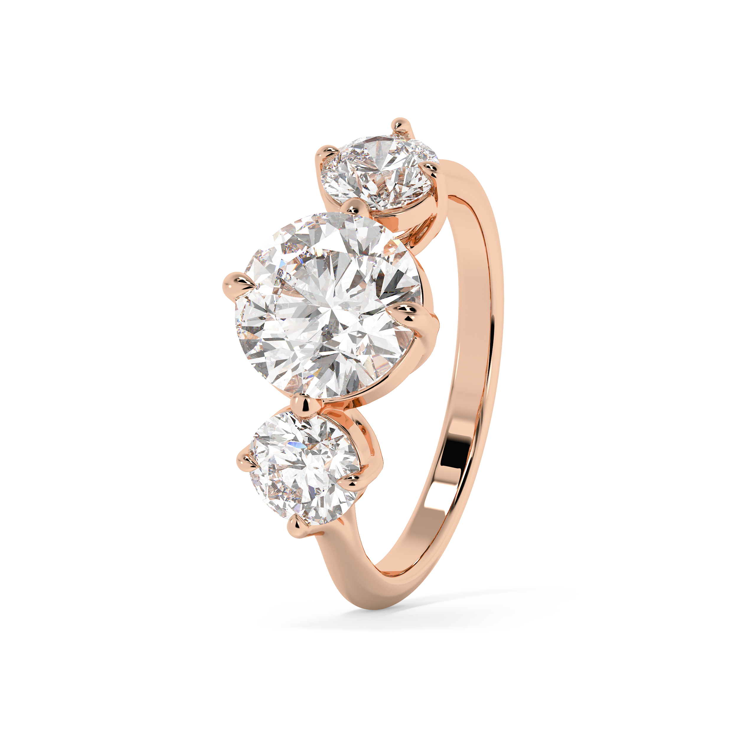 Round Three Stone Lab Grown Diamond Engagement Ring