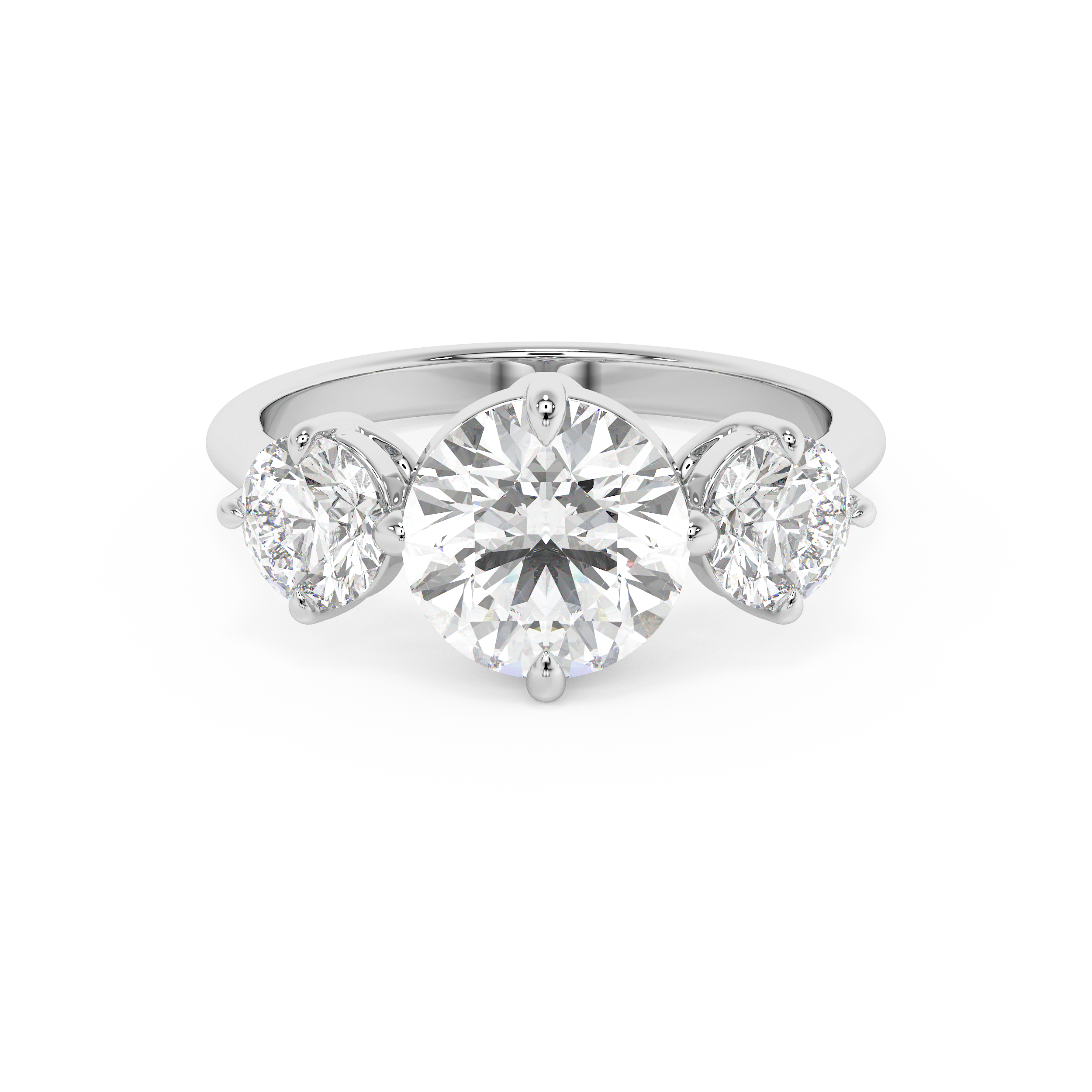 Round Three Stone Lab Grown Diamond Engagement Ring