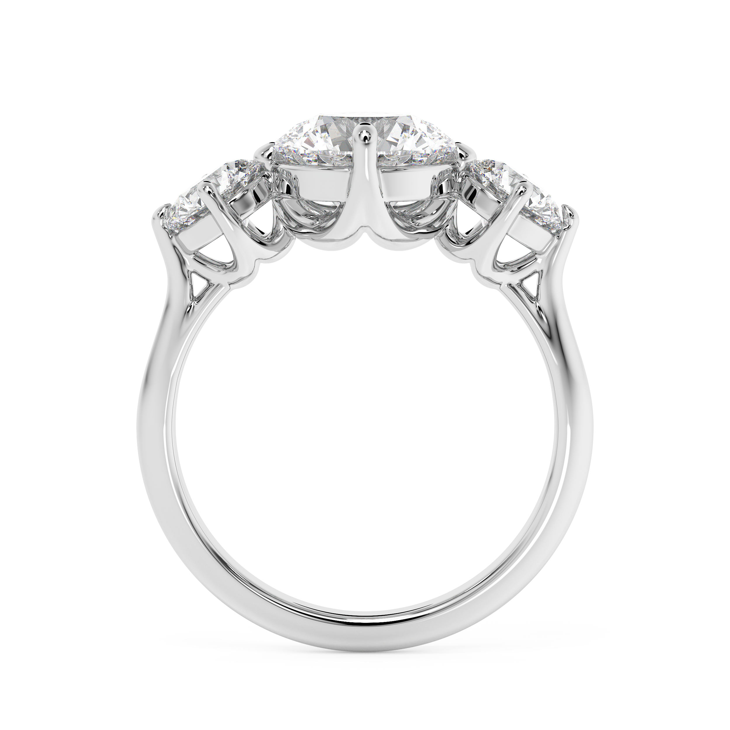 Round Three Stone Lab Grown Diamond Engagement Ring
