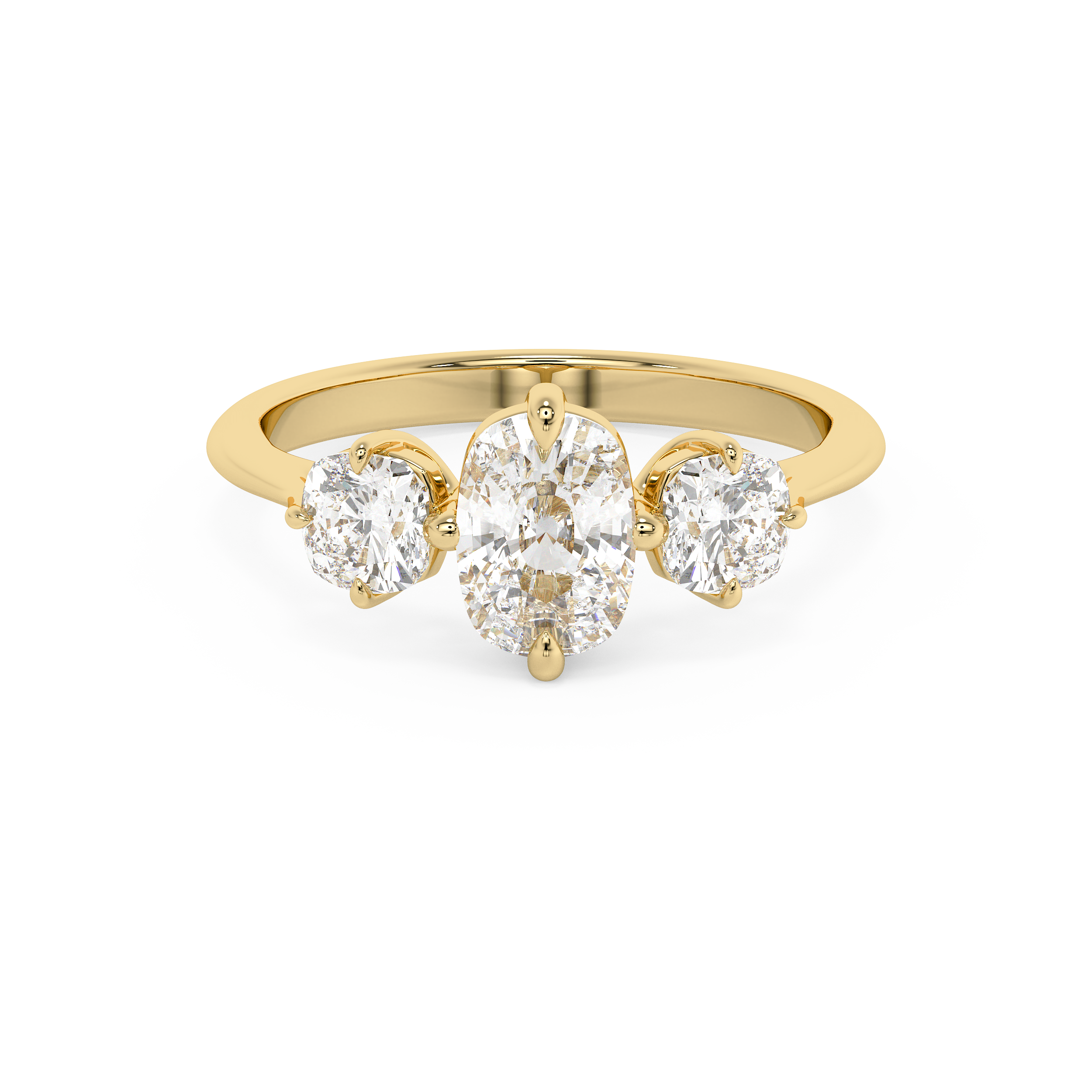 Elongated Cushion Three Stone Lab Grown Diamond Engagement Ring
