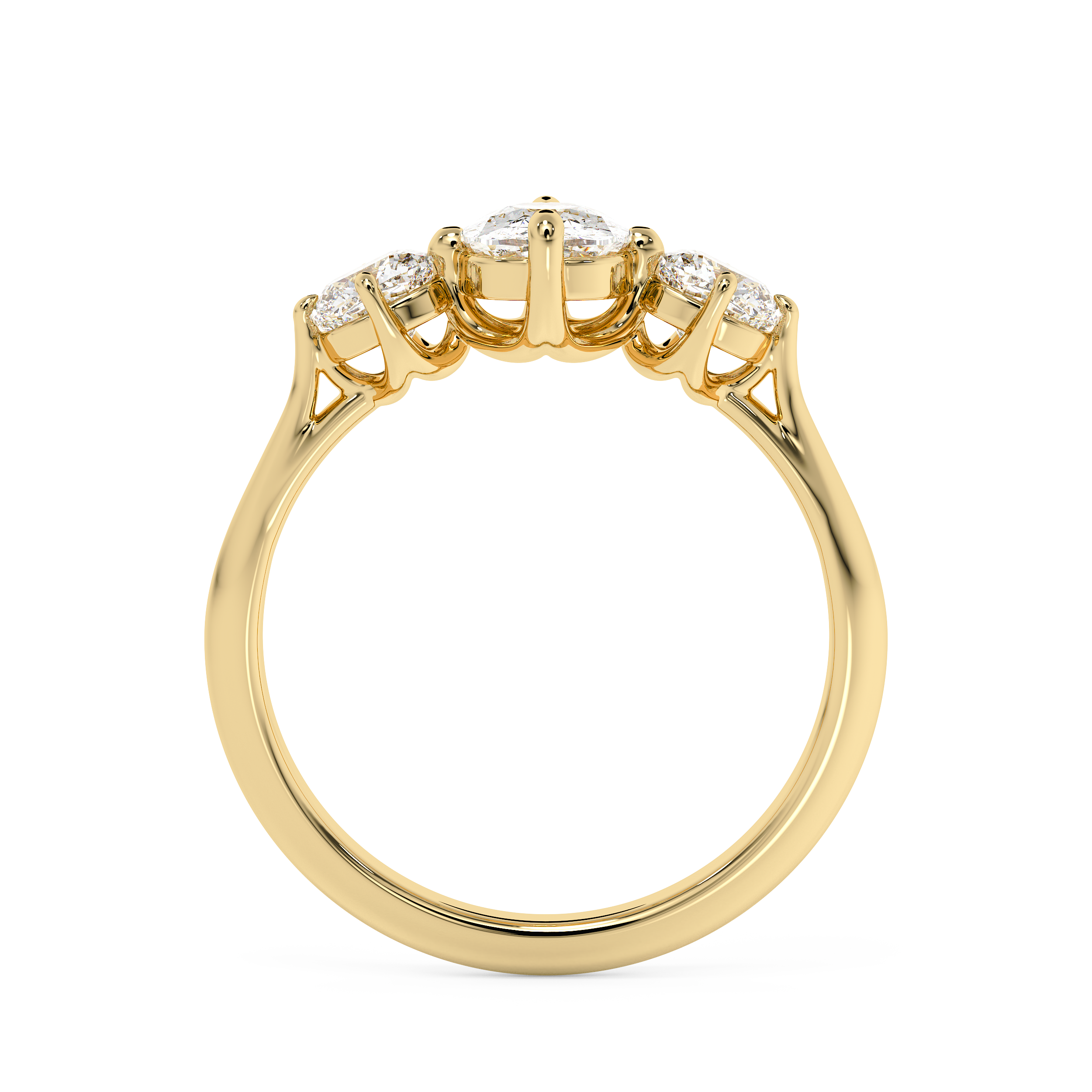 Elongated Cushion Three Stone Lab Grown Diamond Engagement Ring