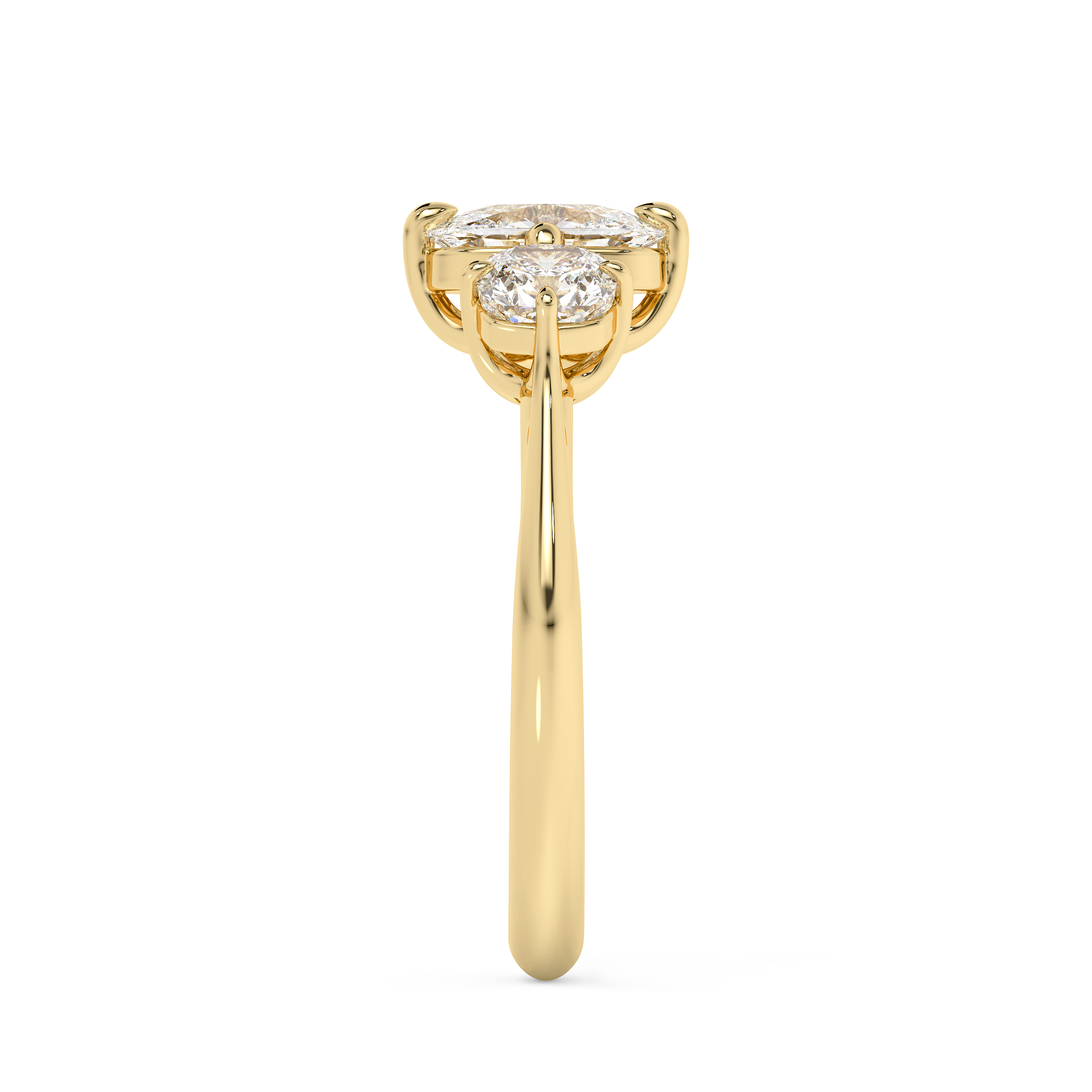 Elongated Cushion Three Stone Lab Grown Diamond Engagement Ring