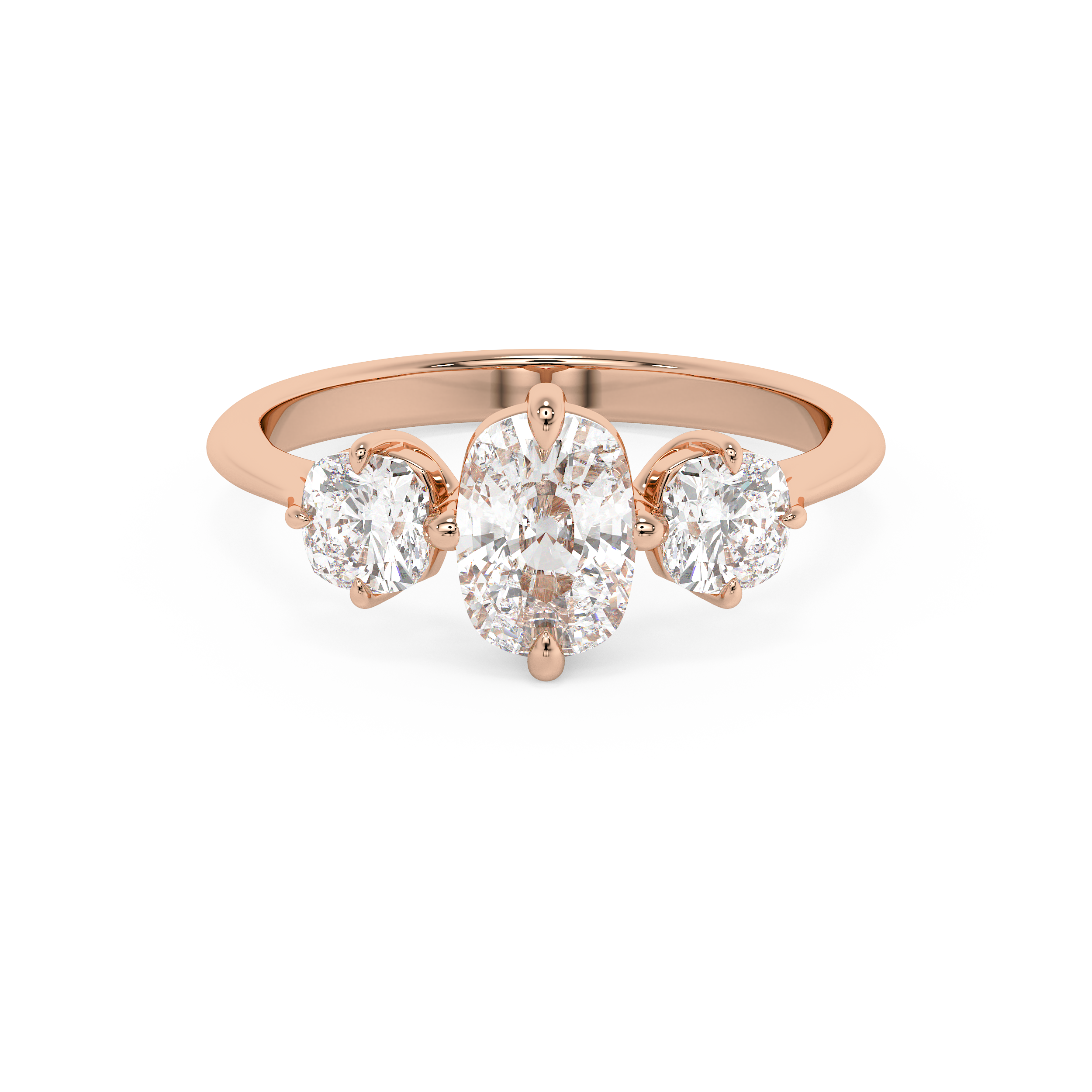 Elongated Cushion Three Stone Lab Grown Diamond Engagement Ring