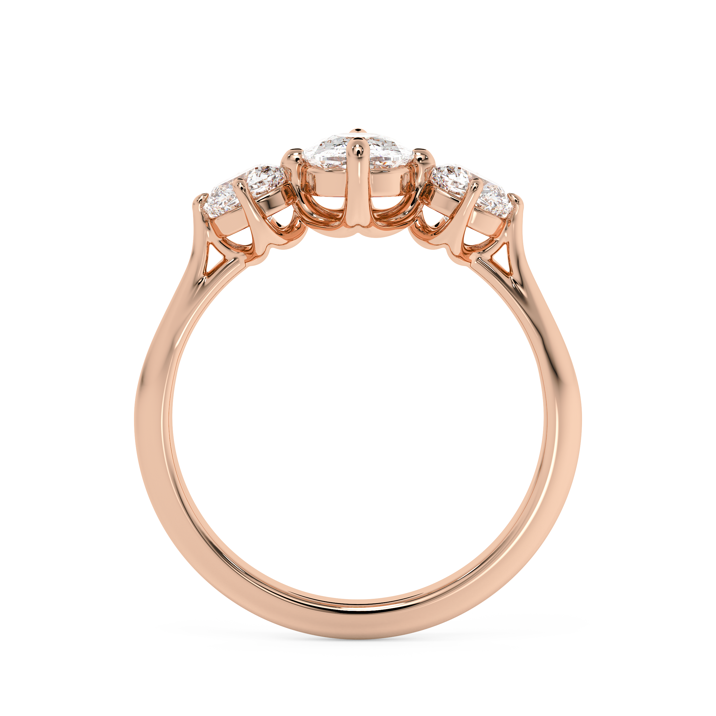 Elongated Cushion Three Stone Lab Grown Diamond Engagement Ring