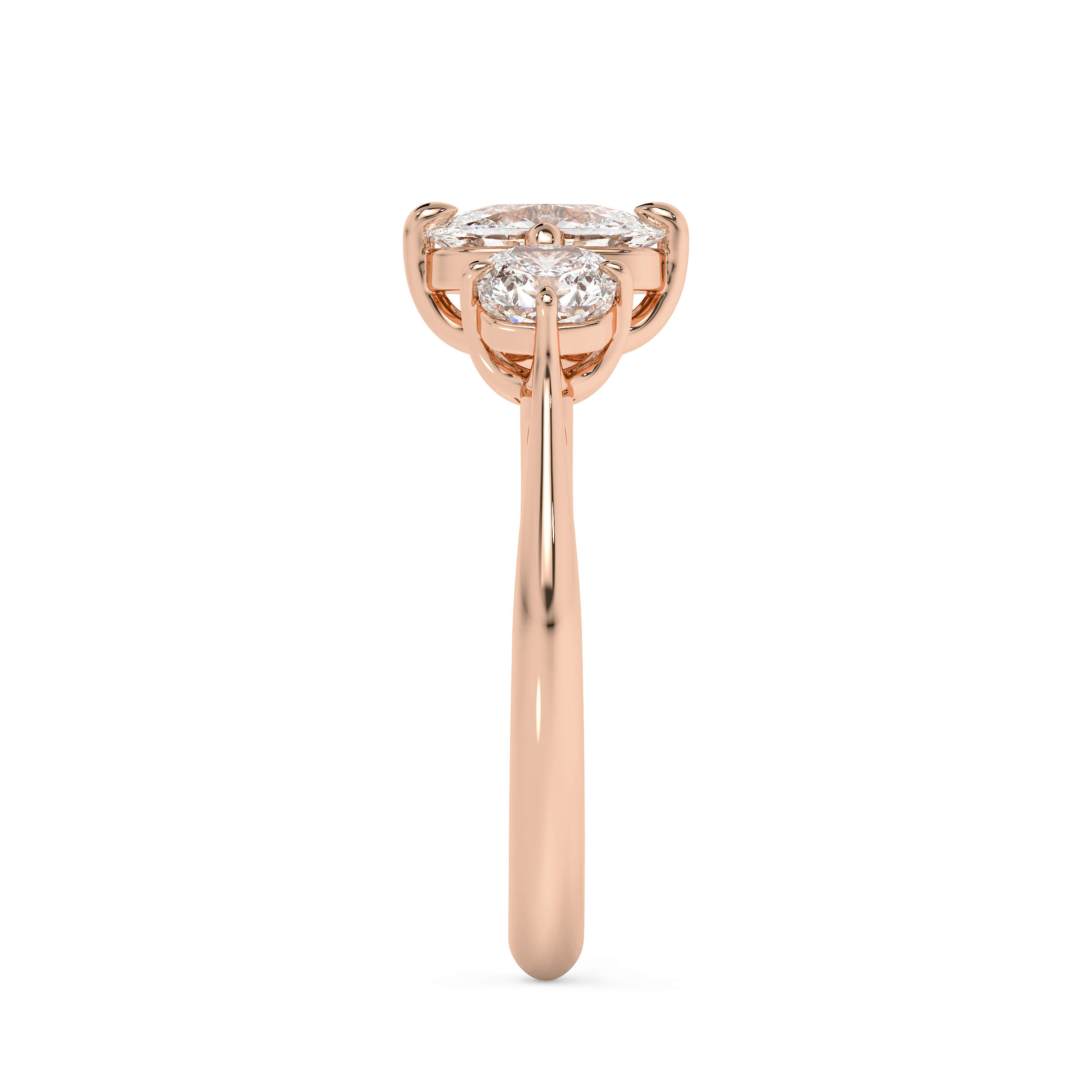 Elongated Cushion Three Stone Lab Grown Diamond Engagement Ring