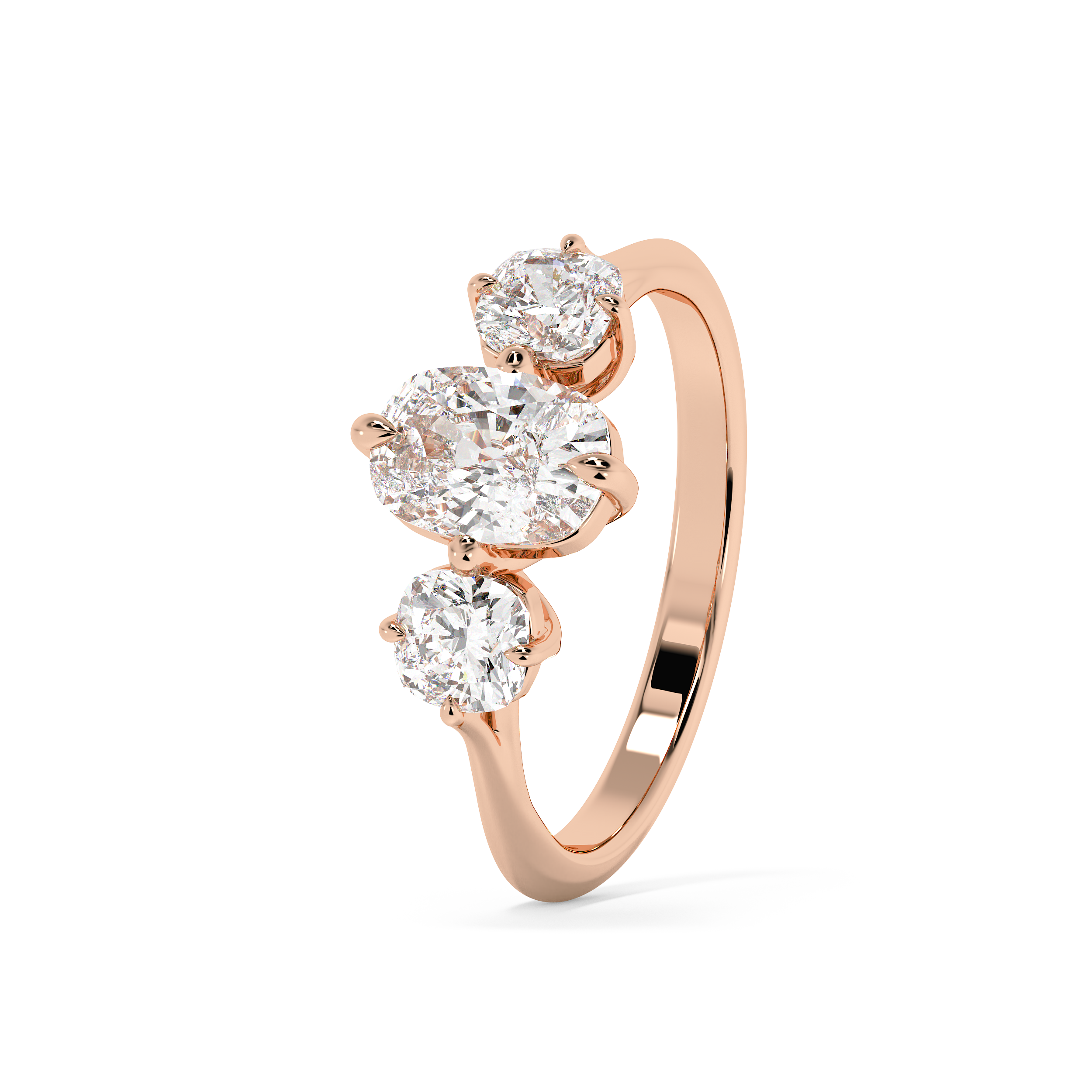 Elongated Cushion Three Stone Lab Grown Diamond Engagement Ring