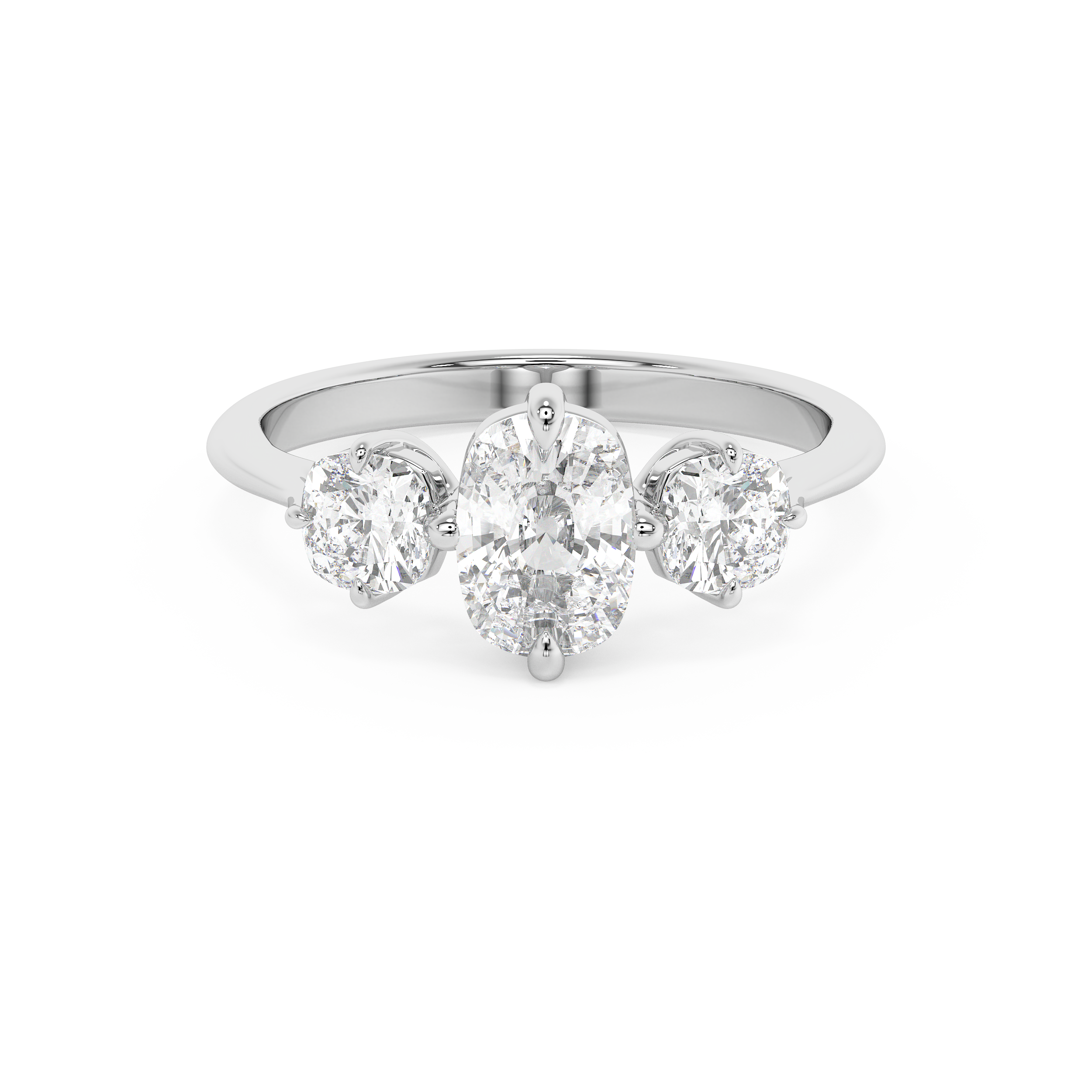 Elongated Cushion Three Stone Lab Grown Diamond Engagement Ring