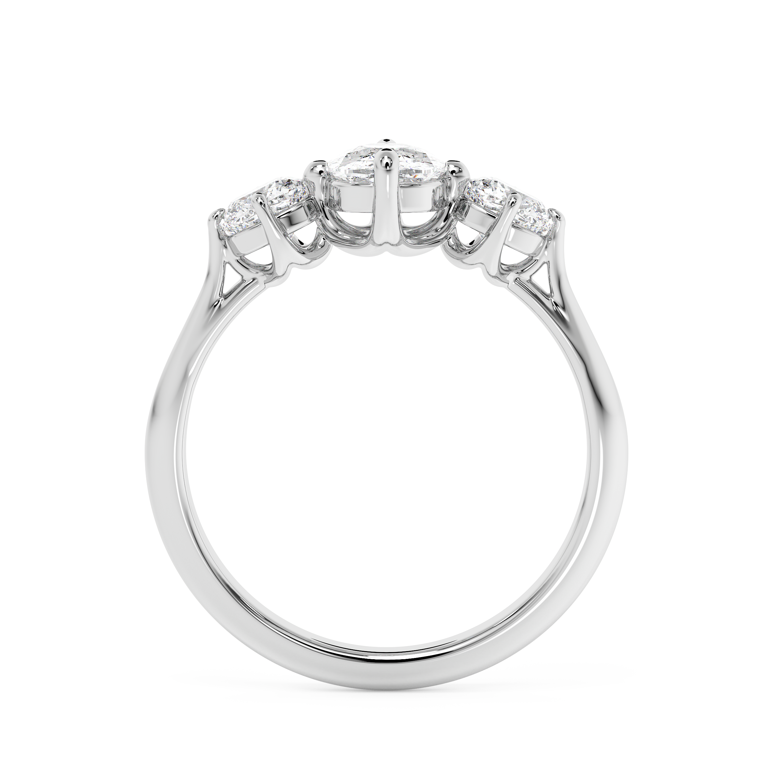 Elongated Cushion Three Stone Lab Grown Diamond Engagement Ring