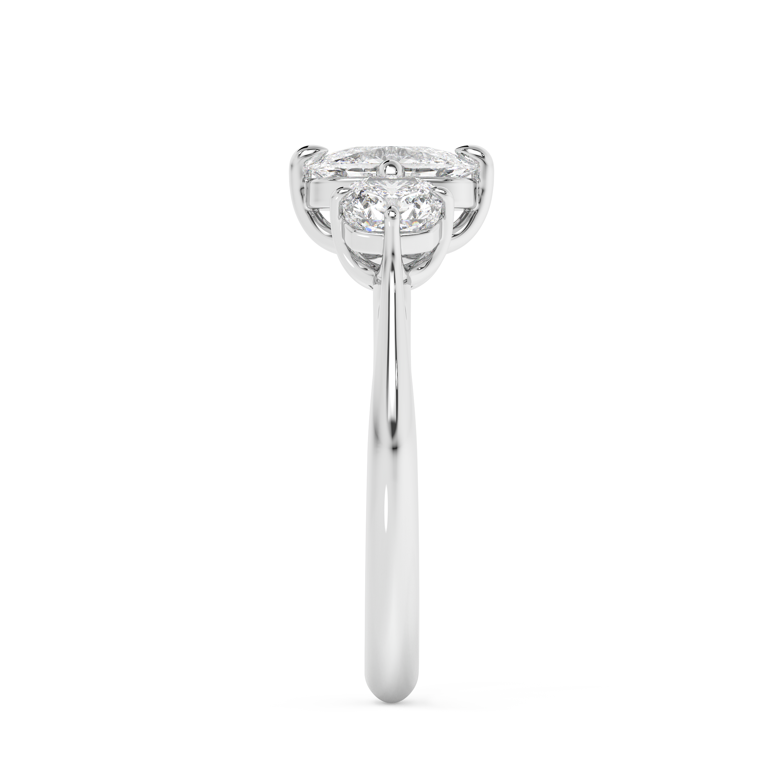 Elongated Cushion Three Stone Lab Grown Diamond Engagement Ring