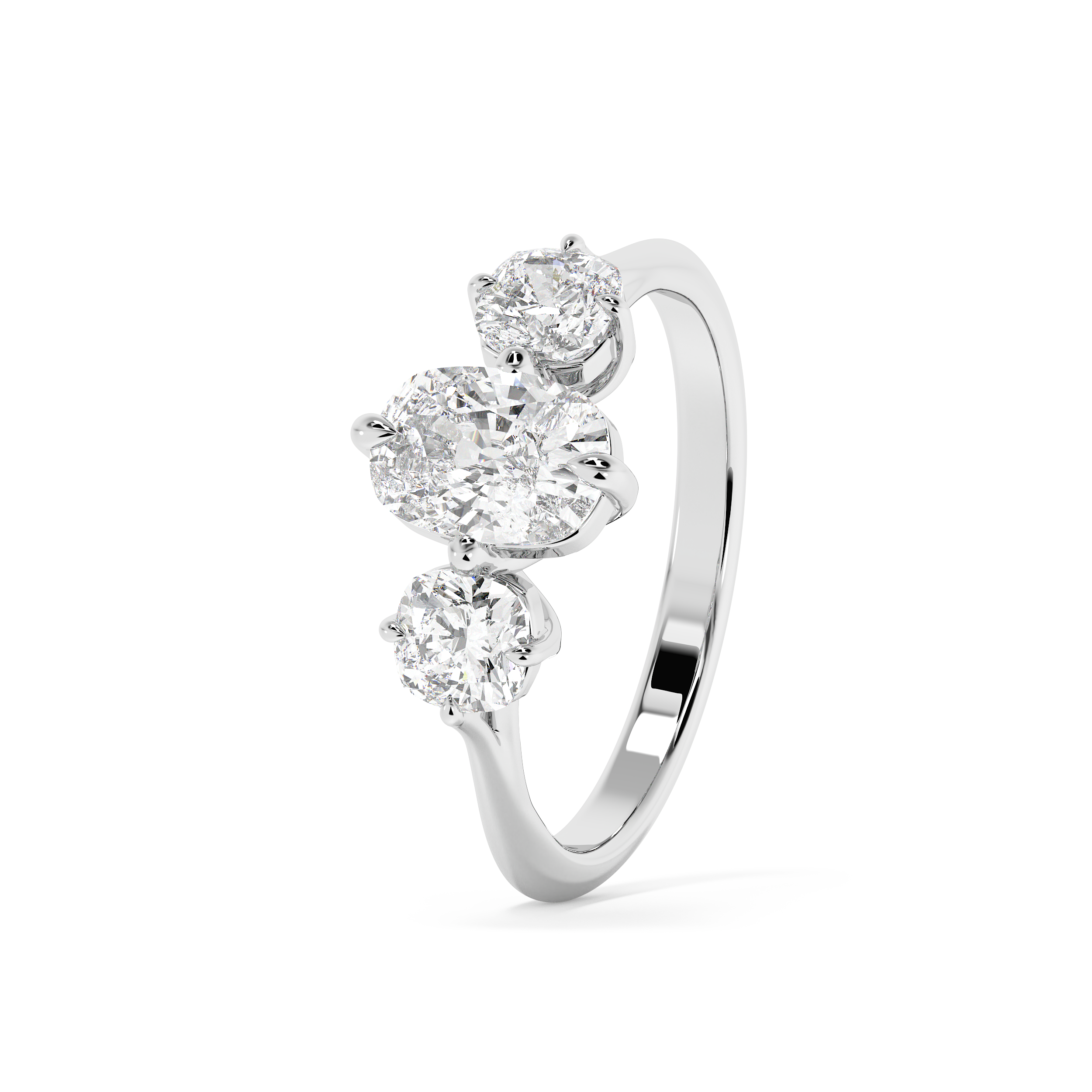 Elongated Cushion Three Stone Lab Grown Diamond Engagement Ring