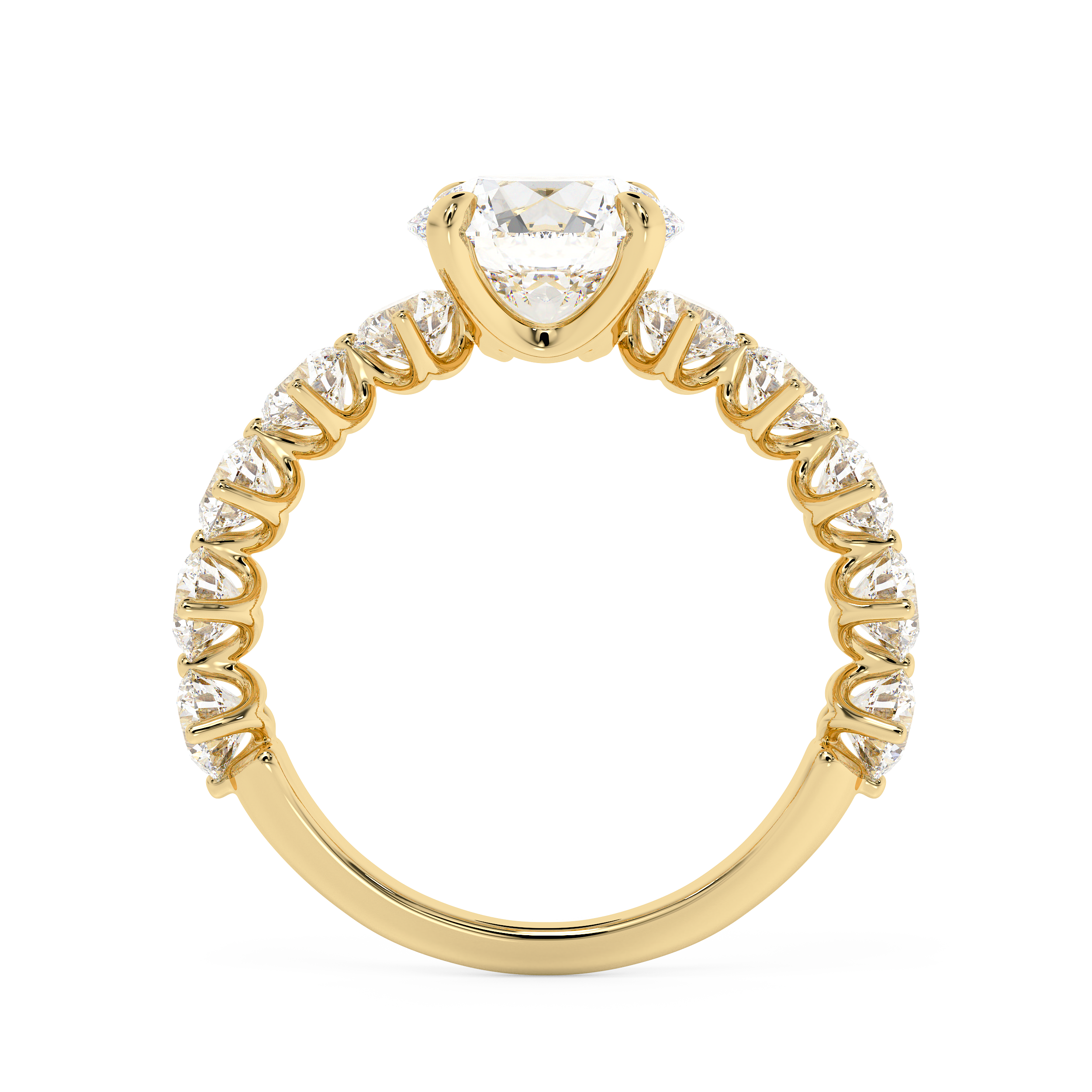 Round Pave Lab Grown Diamond Engagement Ring