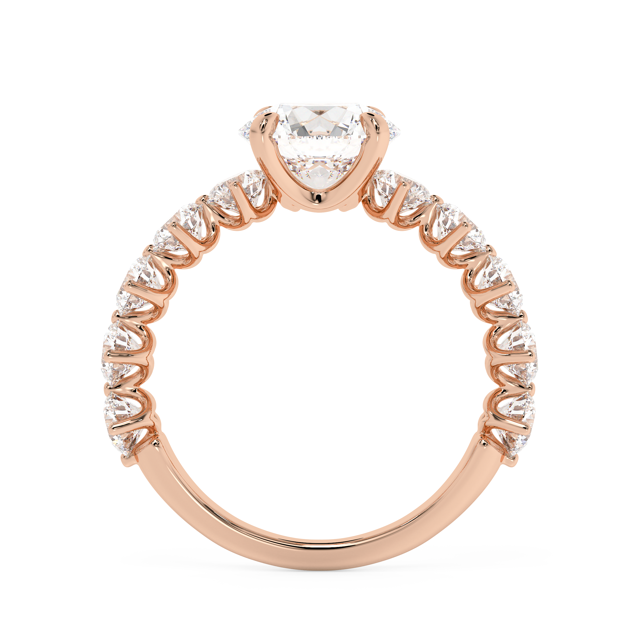 Round Pave Lab Grown Diamond Engagement Ring