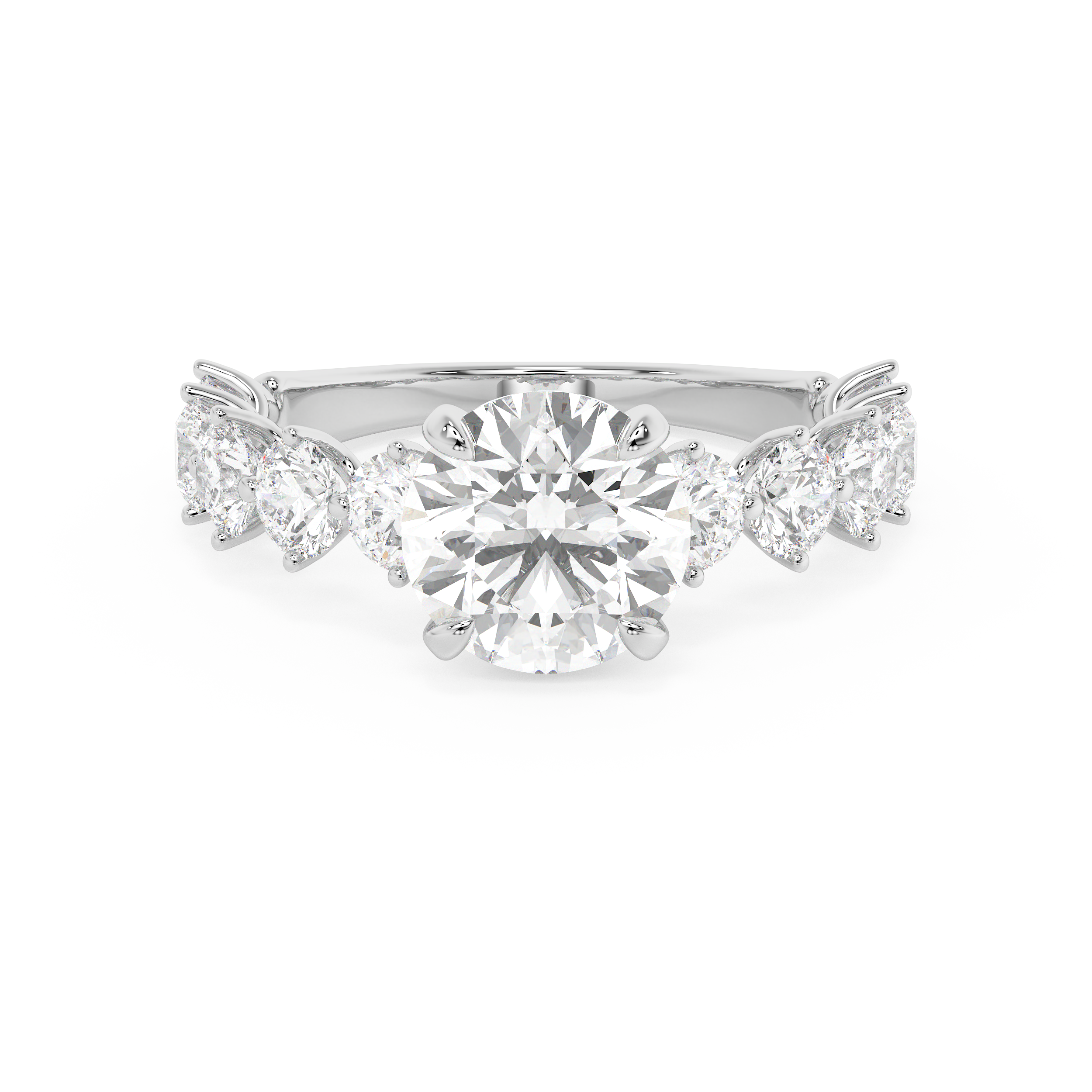 Round Pave Lab Grown Diamond Engagement Ring