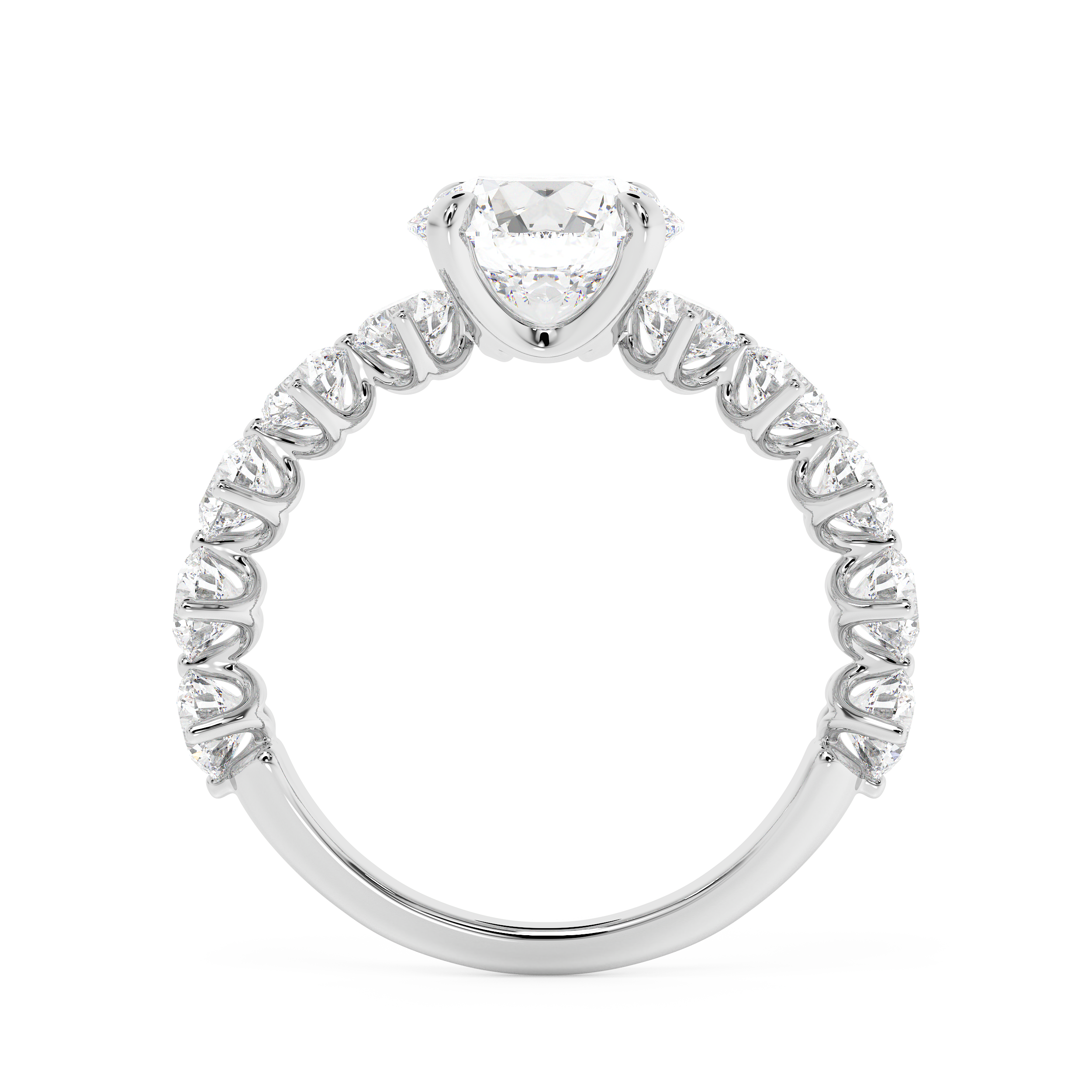 Round Pave Lab Grown Diamond Engagement Ring