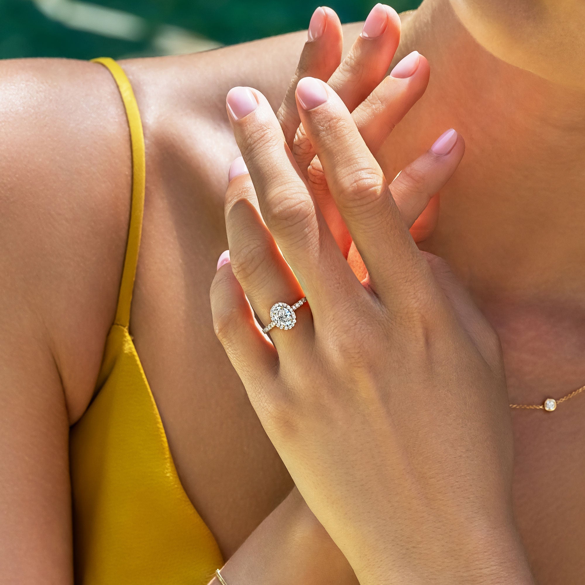 Oval Halo & Pave Lab Grown Diamond Engagement Ring