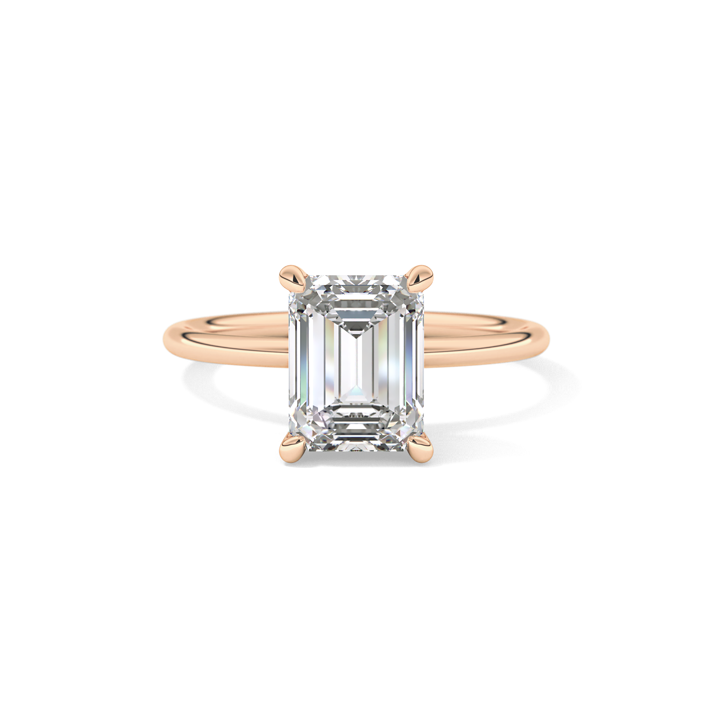 Emerald Solitaire Lab Grown Diamond Engagement Ring