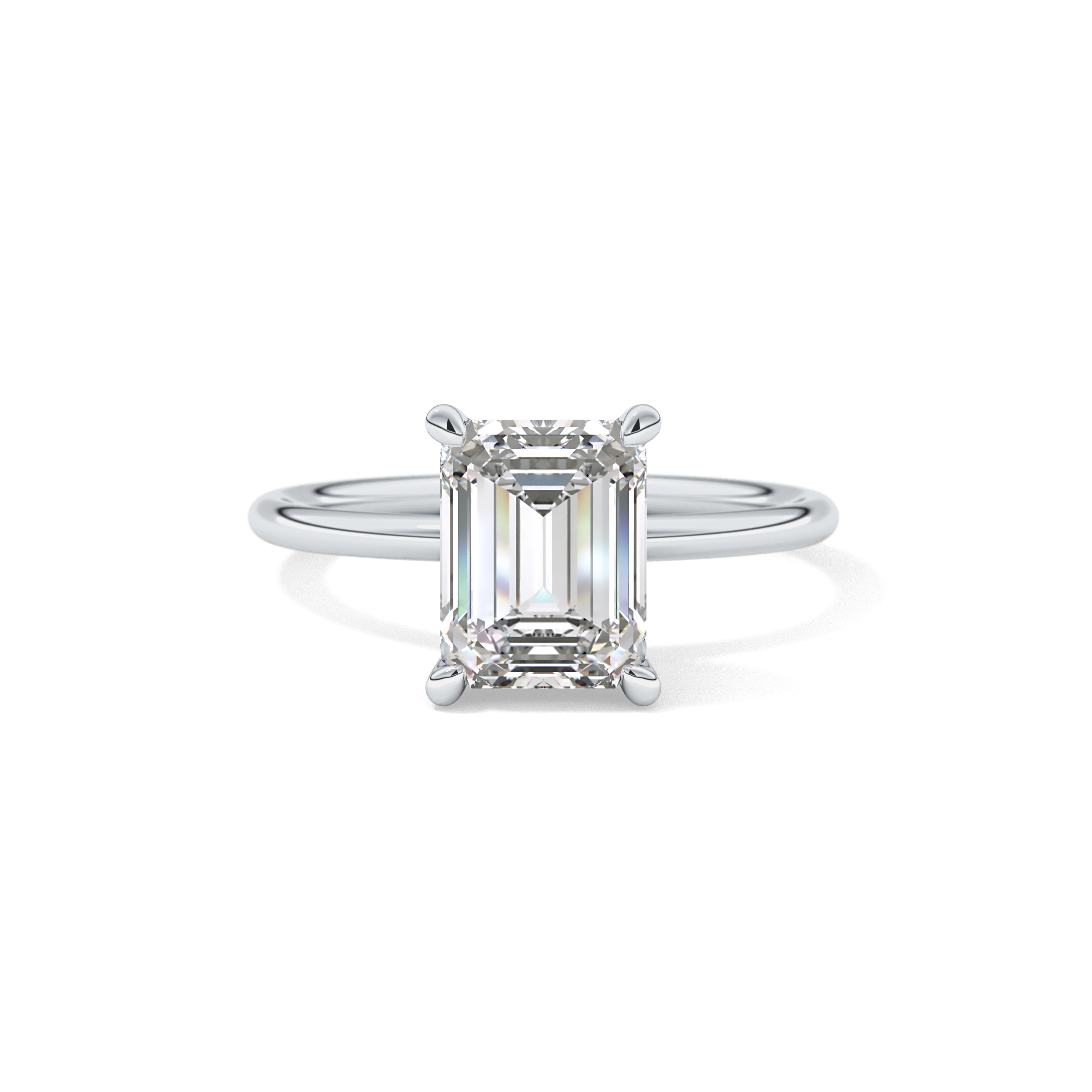 Emerald Solitaire Lab Grown Diamond Engagement Ring