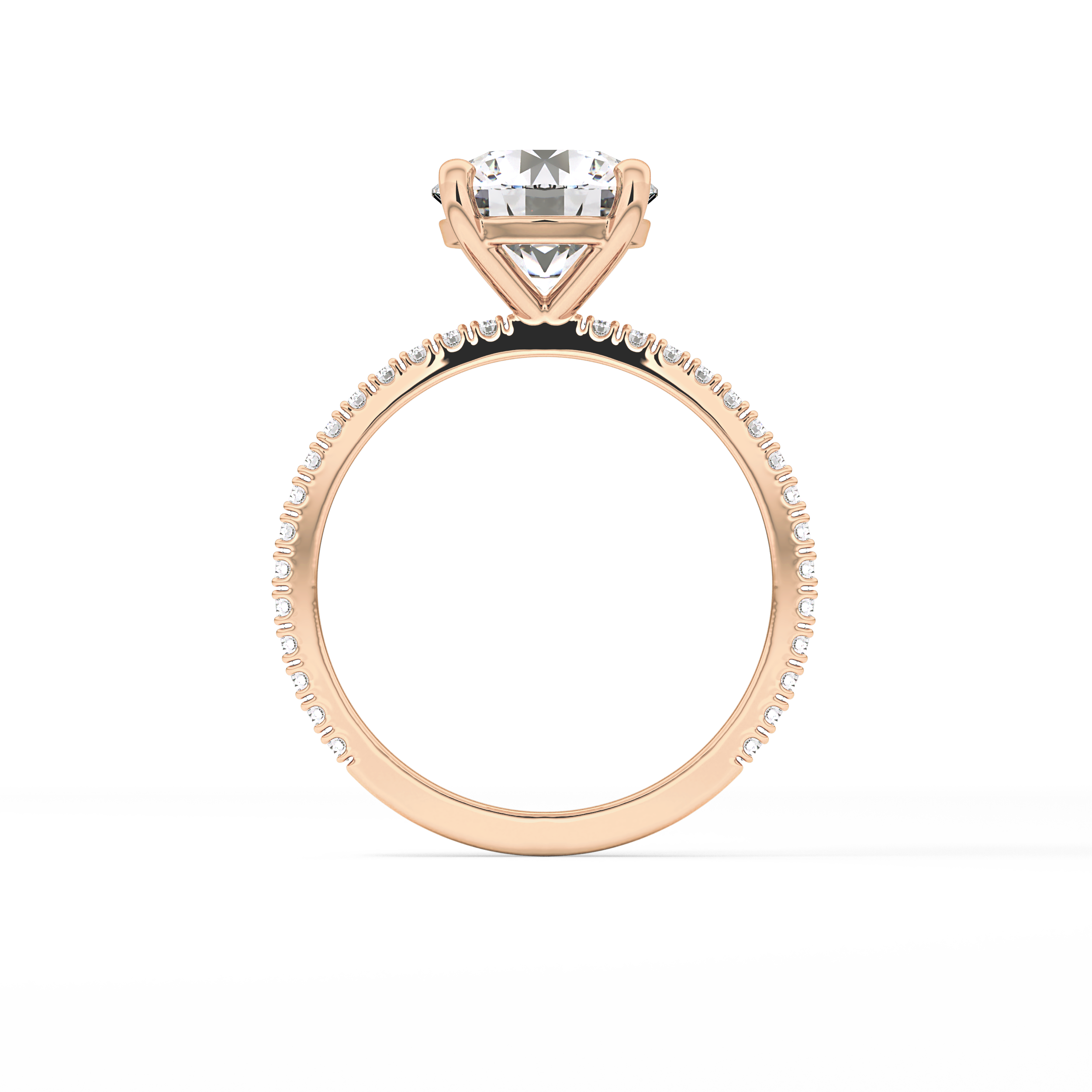 Round Pave Lab Grown Diamond Engagement Ring