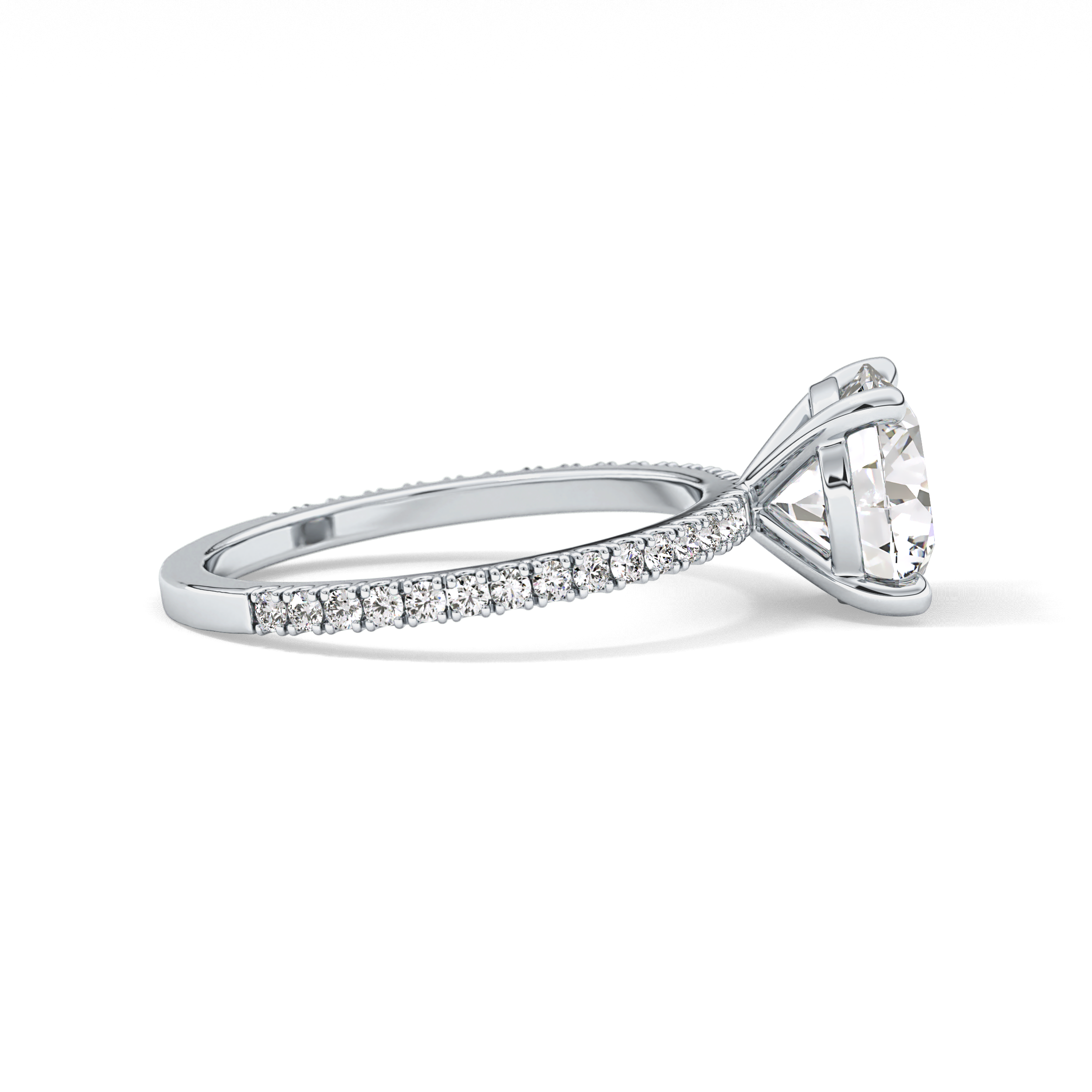 Round Pave Lab Grown Diamond Engagement Ring