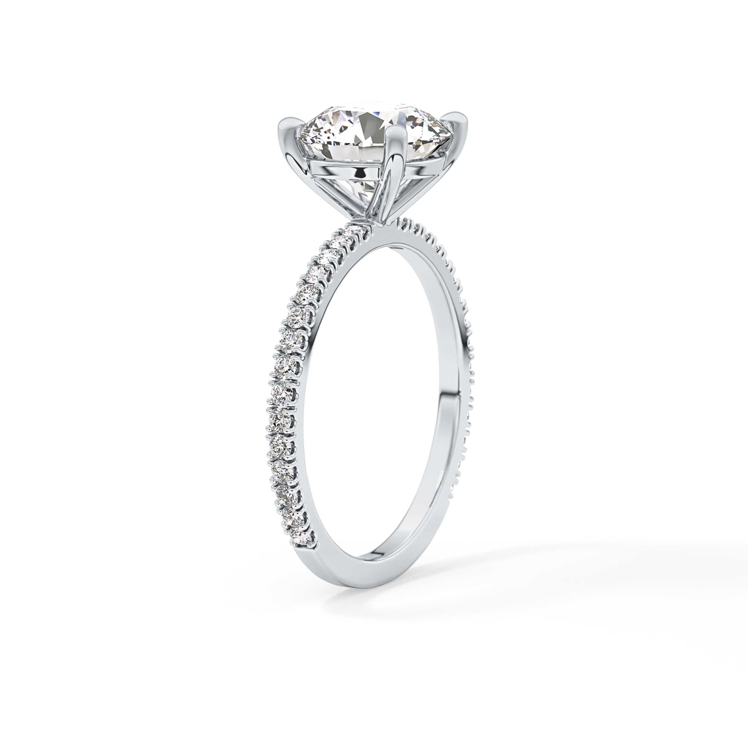 Round Pave Lab Grown Diamond Engagement Ring