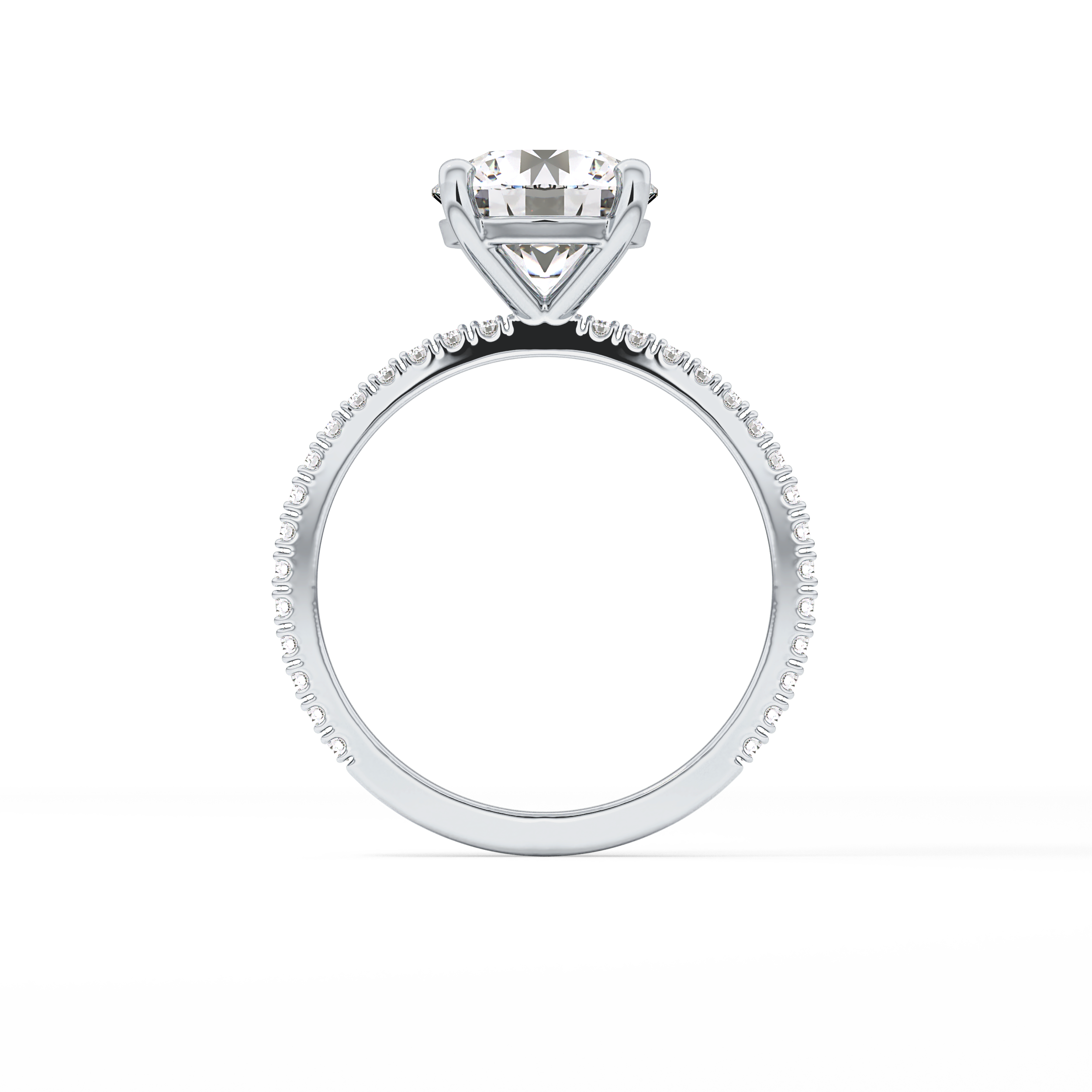 Round Pave Lab Grown Diamond Engagement Ring