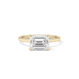 East West Emerald Solitaire Lab Grown Diamond Engagement Ring