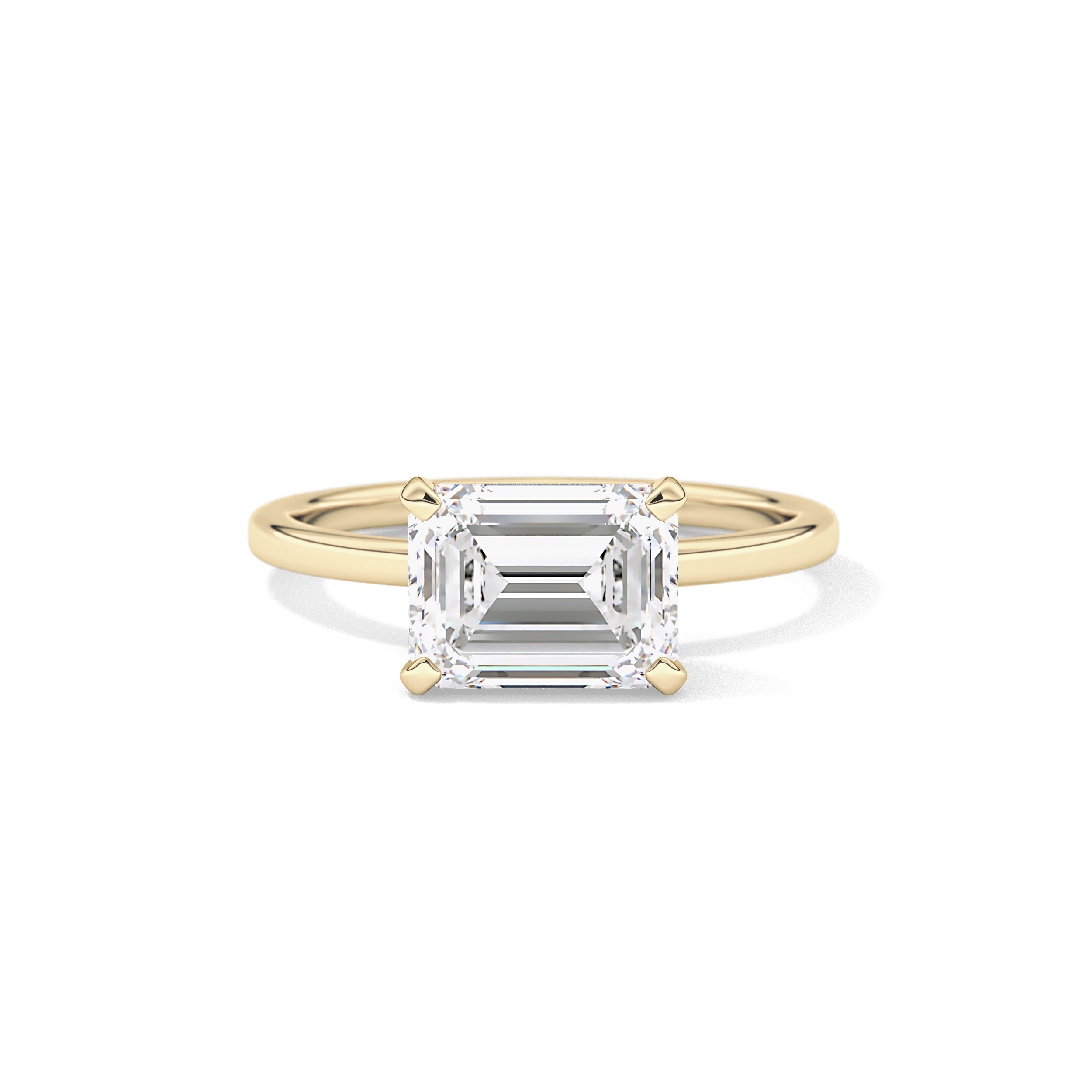 East West Emerald Solitaire Lab Grown Diamond Engagement Ring