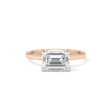 East West Emerald Solitaire Lab Grown Diamond Engagement Ring