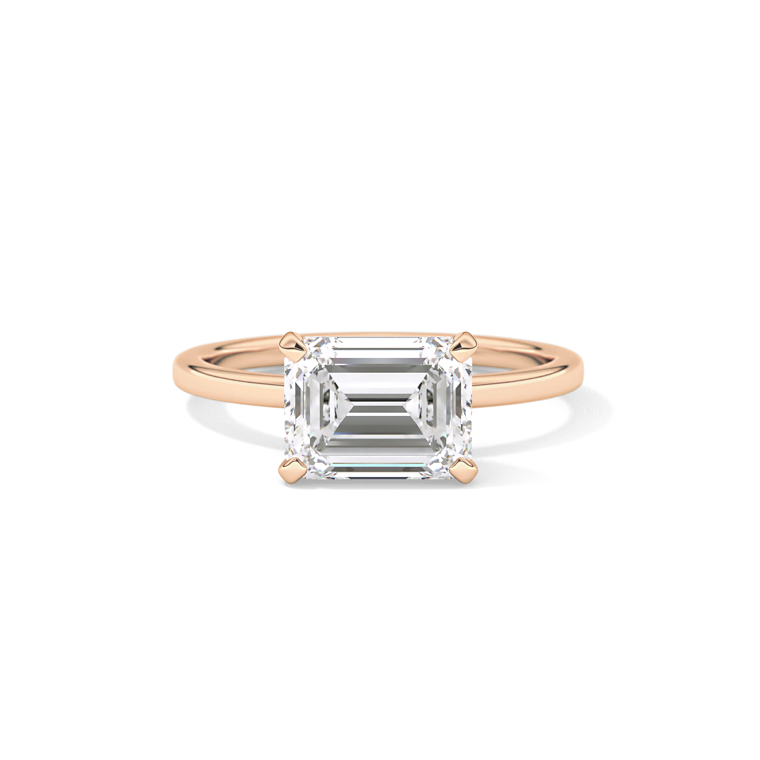 East West Emerald Solitaire Lab Grown Diamond Engagement Ring