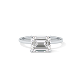 East West Emerald Solitaire Lab Grown Diamond Engagement Ring