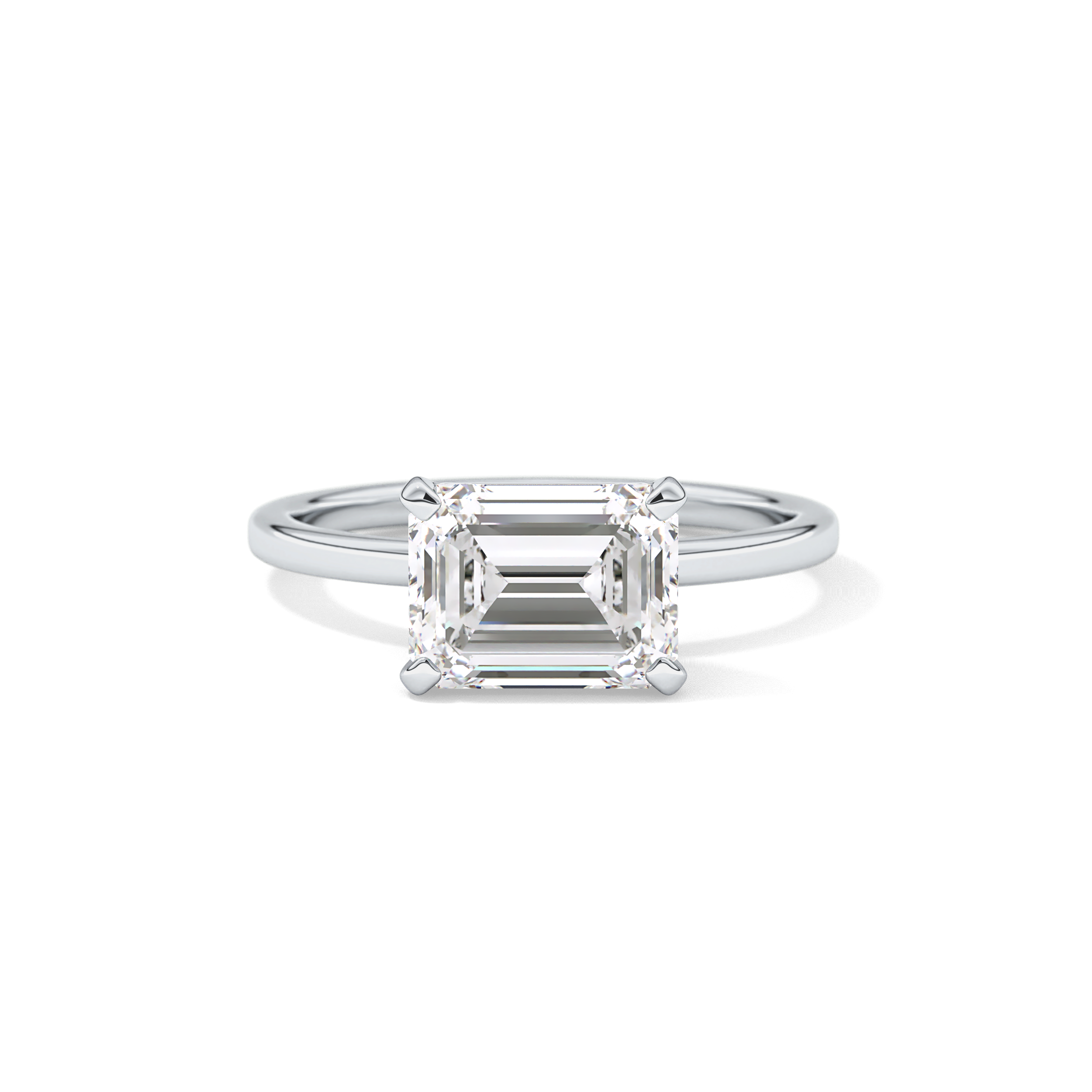 East West Emerald Solitaire Lab Grown Diamond Engagement Ring