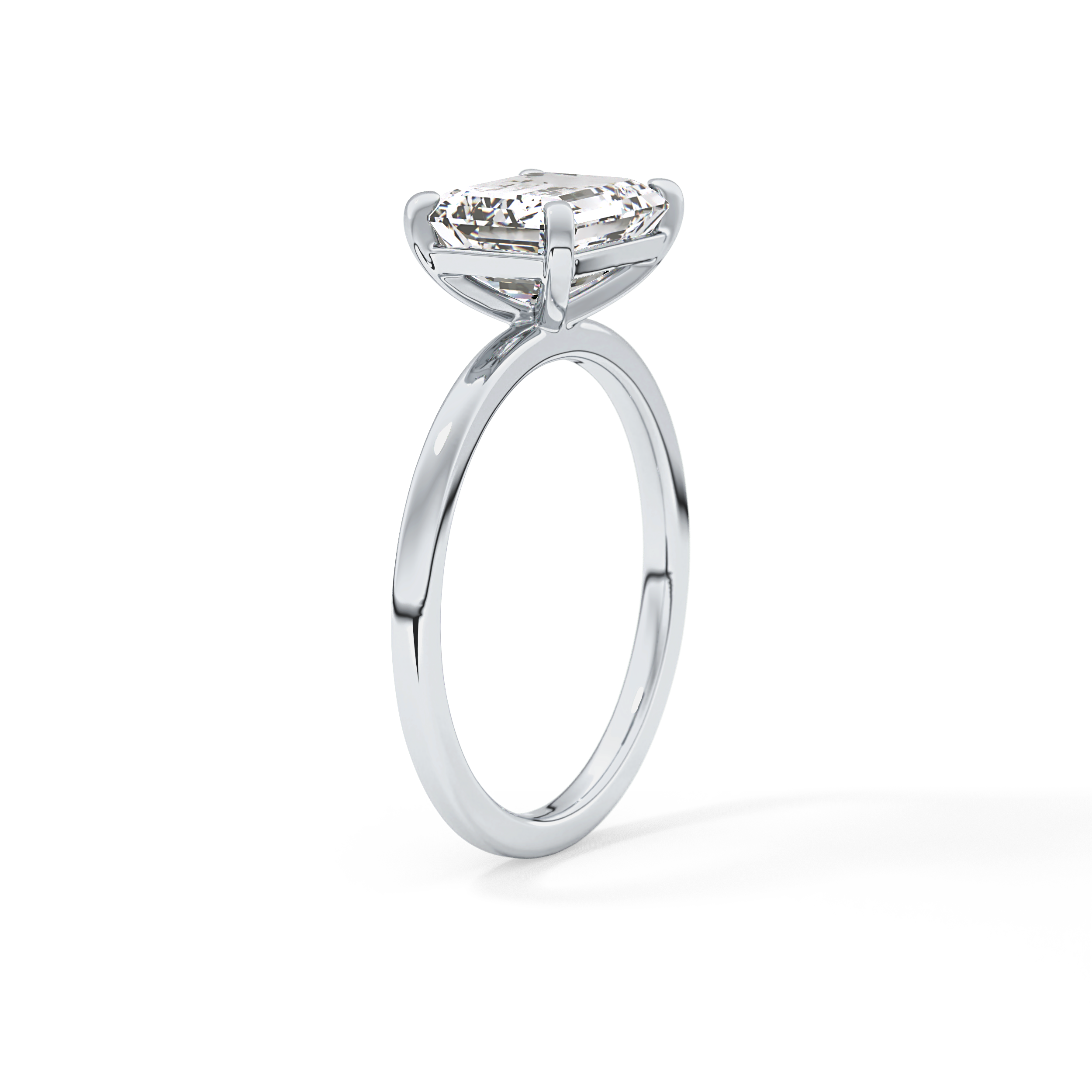 East West Emerald Solitaire Lab Grown Diamond Engagement Ring