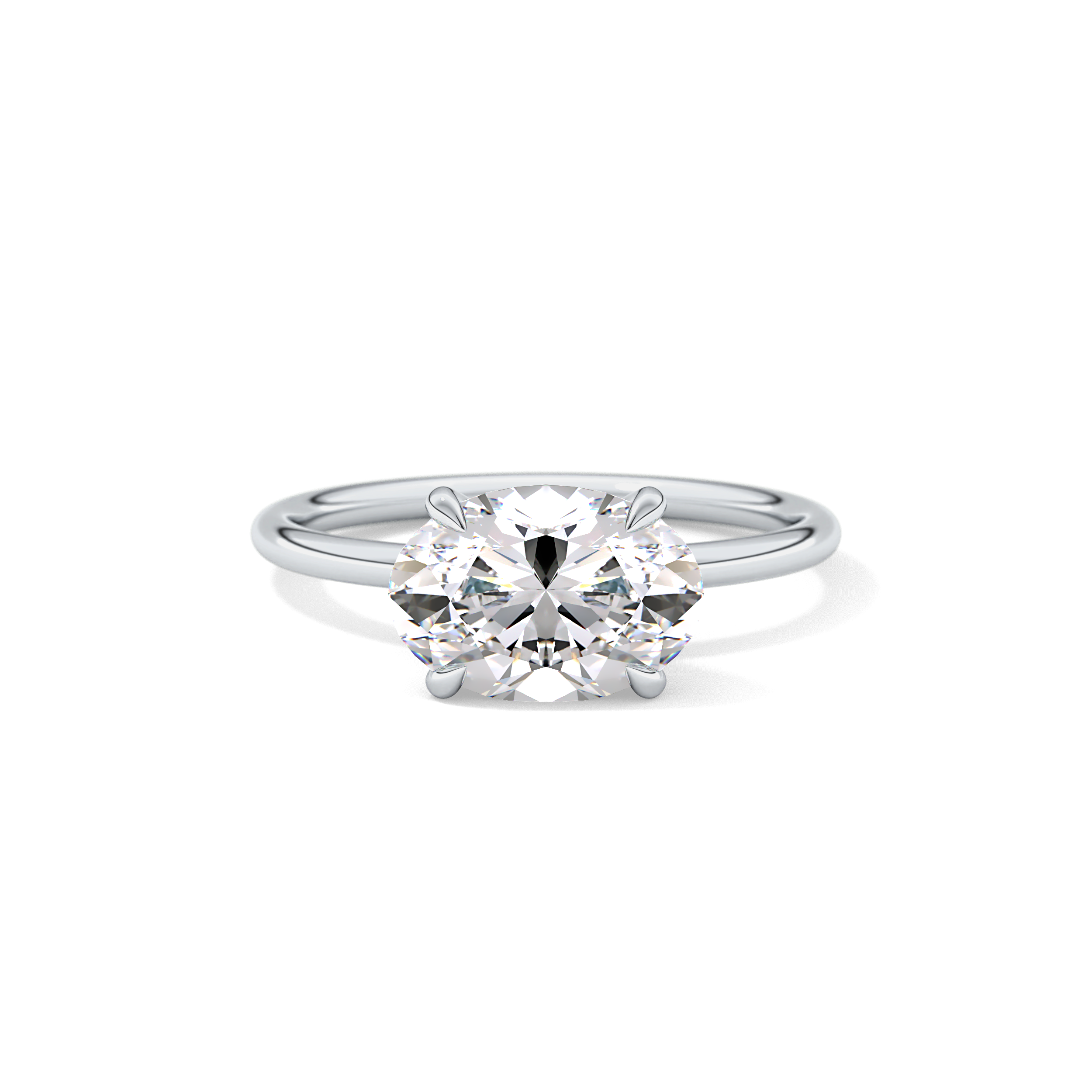East West Oval Solitaire Lab Grown Diamond Engagement Ring
