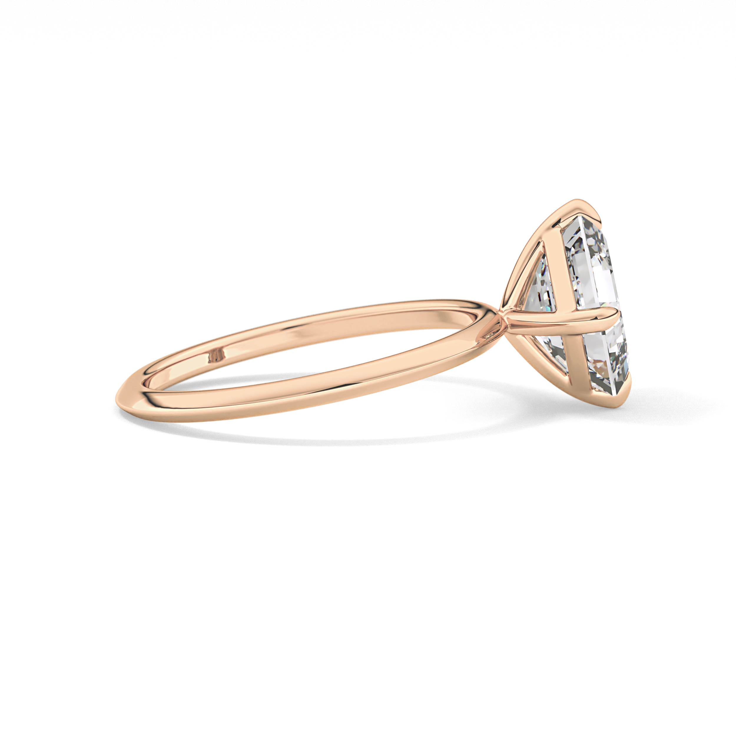 East West Asscher Solitaire Lab Grown Diamond Engagement Ring