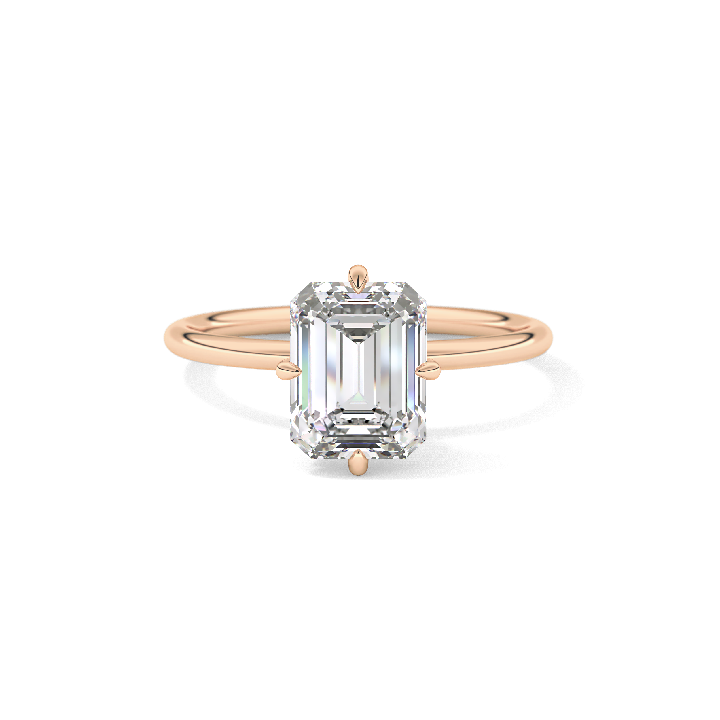 Emerald Solitaire Lab Grown Diamond Engagement Ring