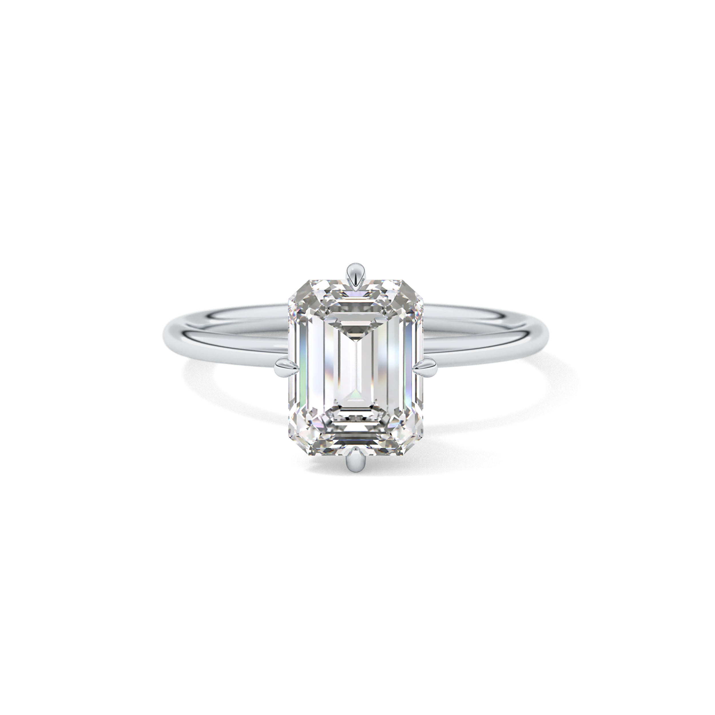 Emerald Solitaire Lab Grown Diamond Engagement Ring
