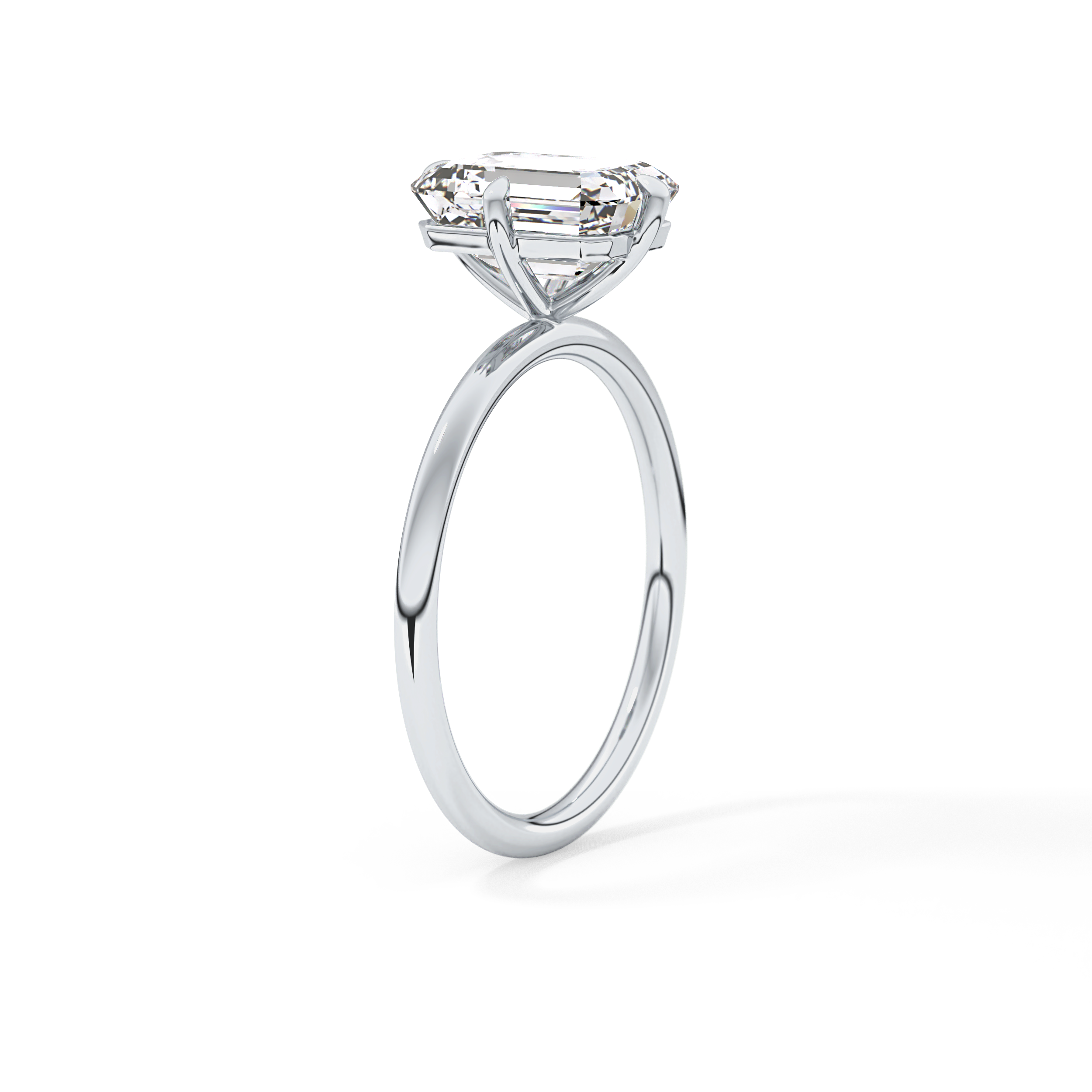 Emerald Solitaire Lab Grown Diamond Engagement Ring