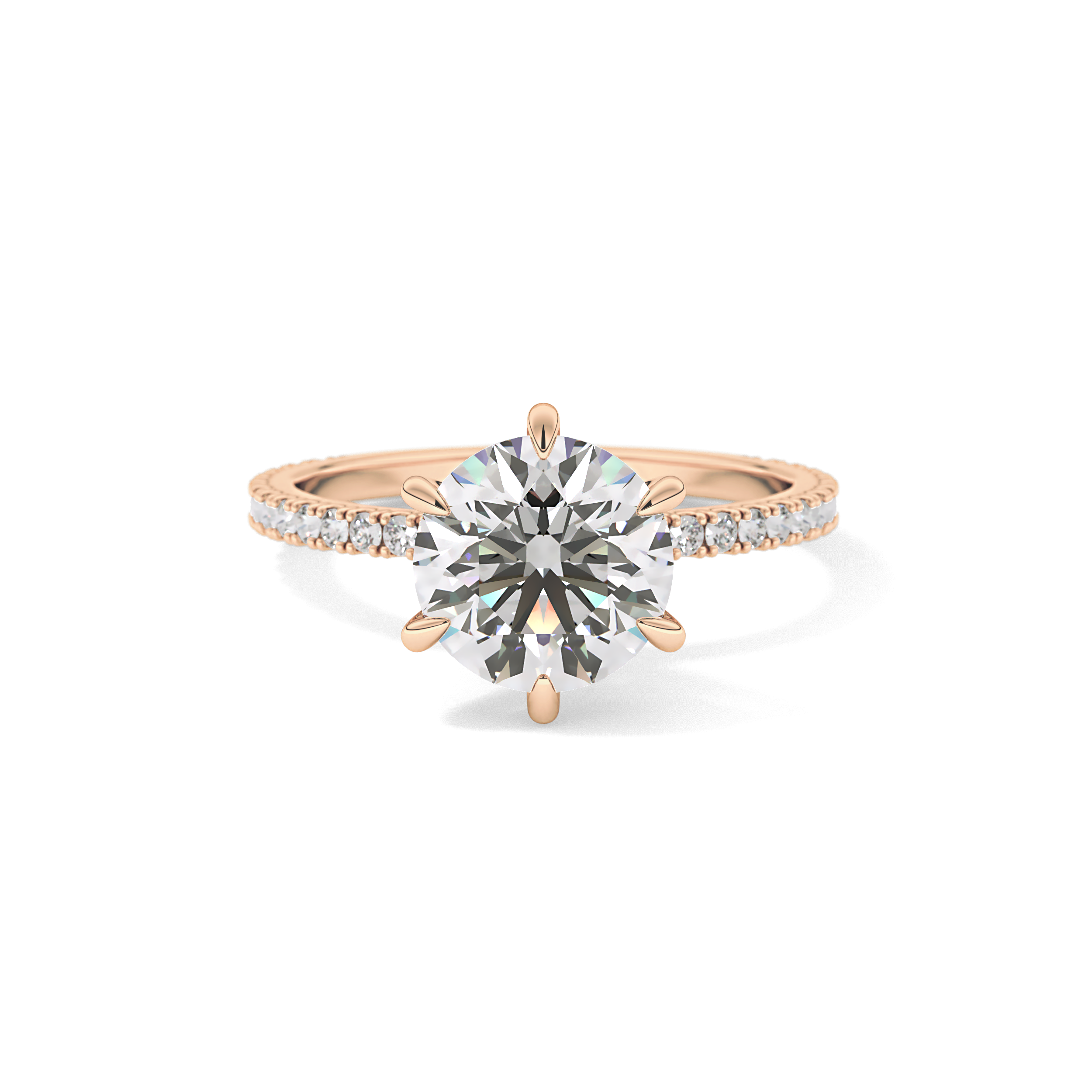 Round Pave Lab Grown Diamond Engagement Ring
