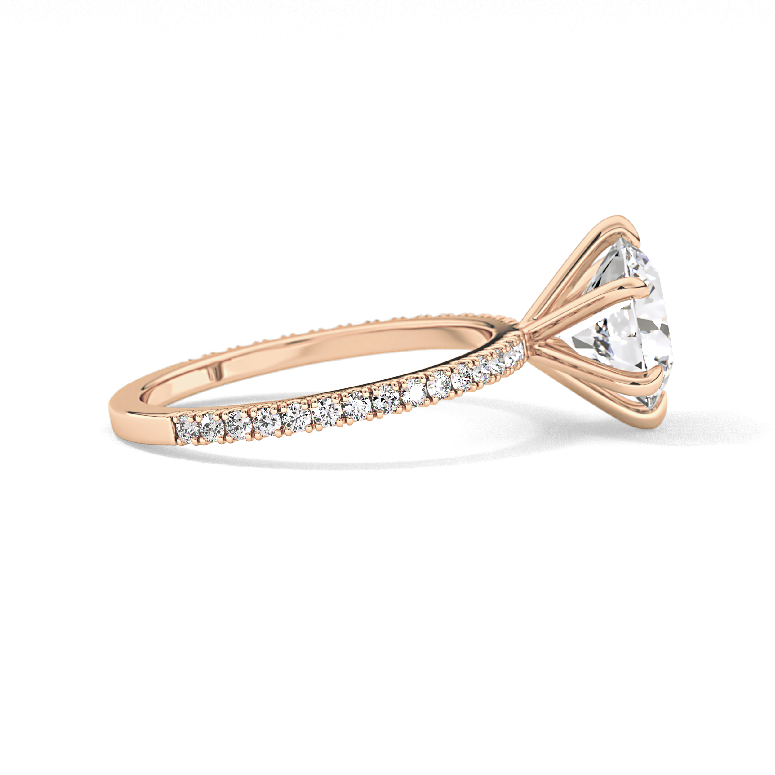 Round Pave Lab Grown Diamond Engagement Ring