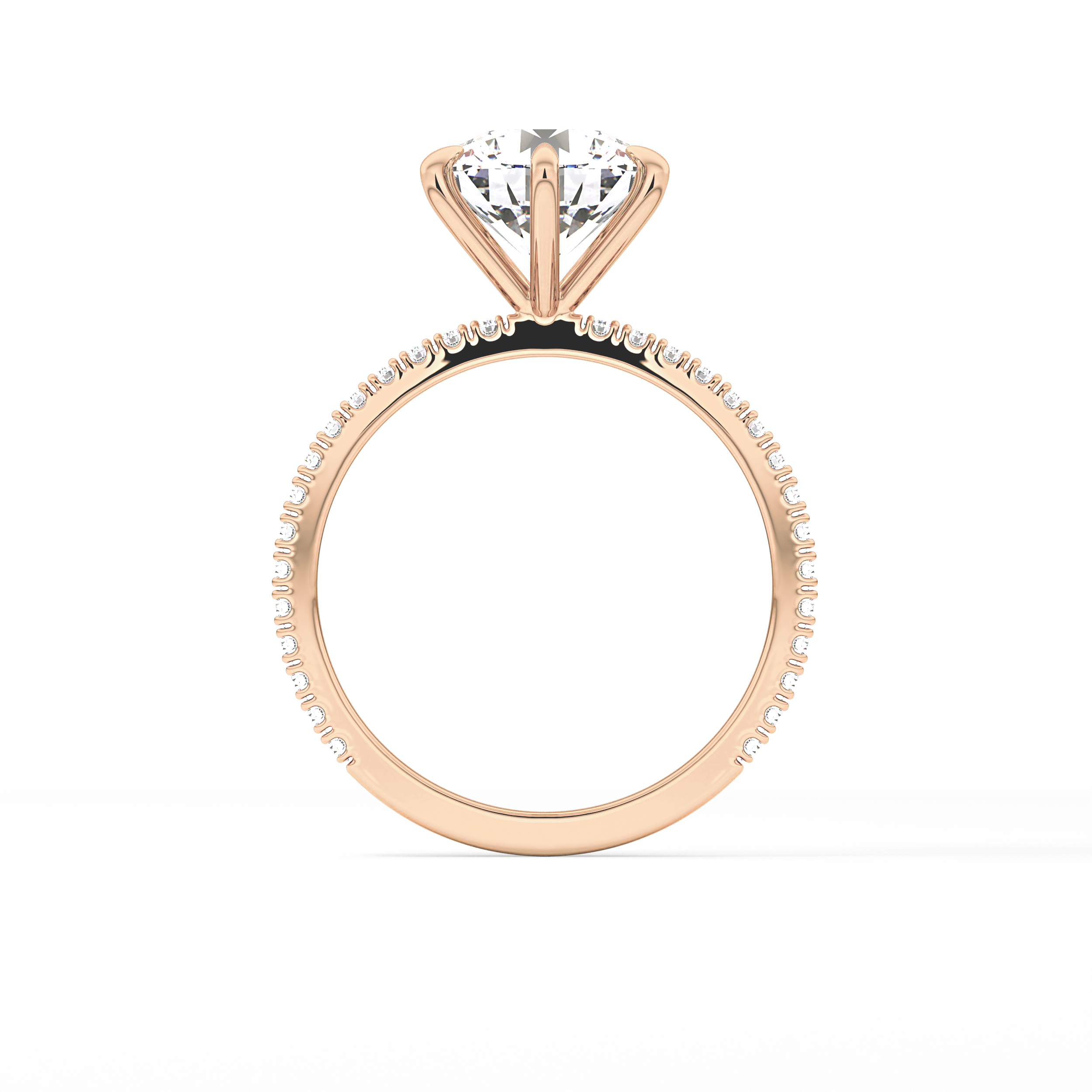 Round Pave Lab Grown Diamond Engagement Ring